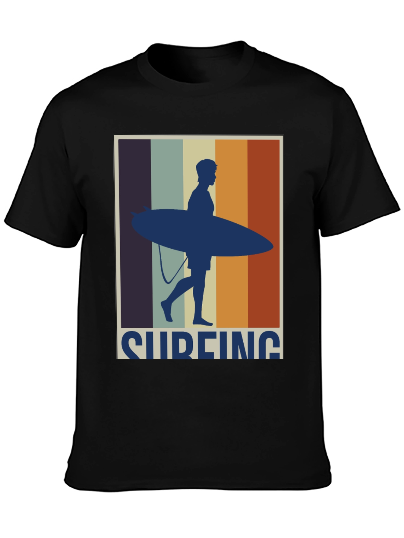 Black Surfing Retro T-Shirt - Stylish Graphic Tee view 3