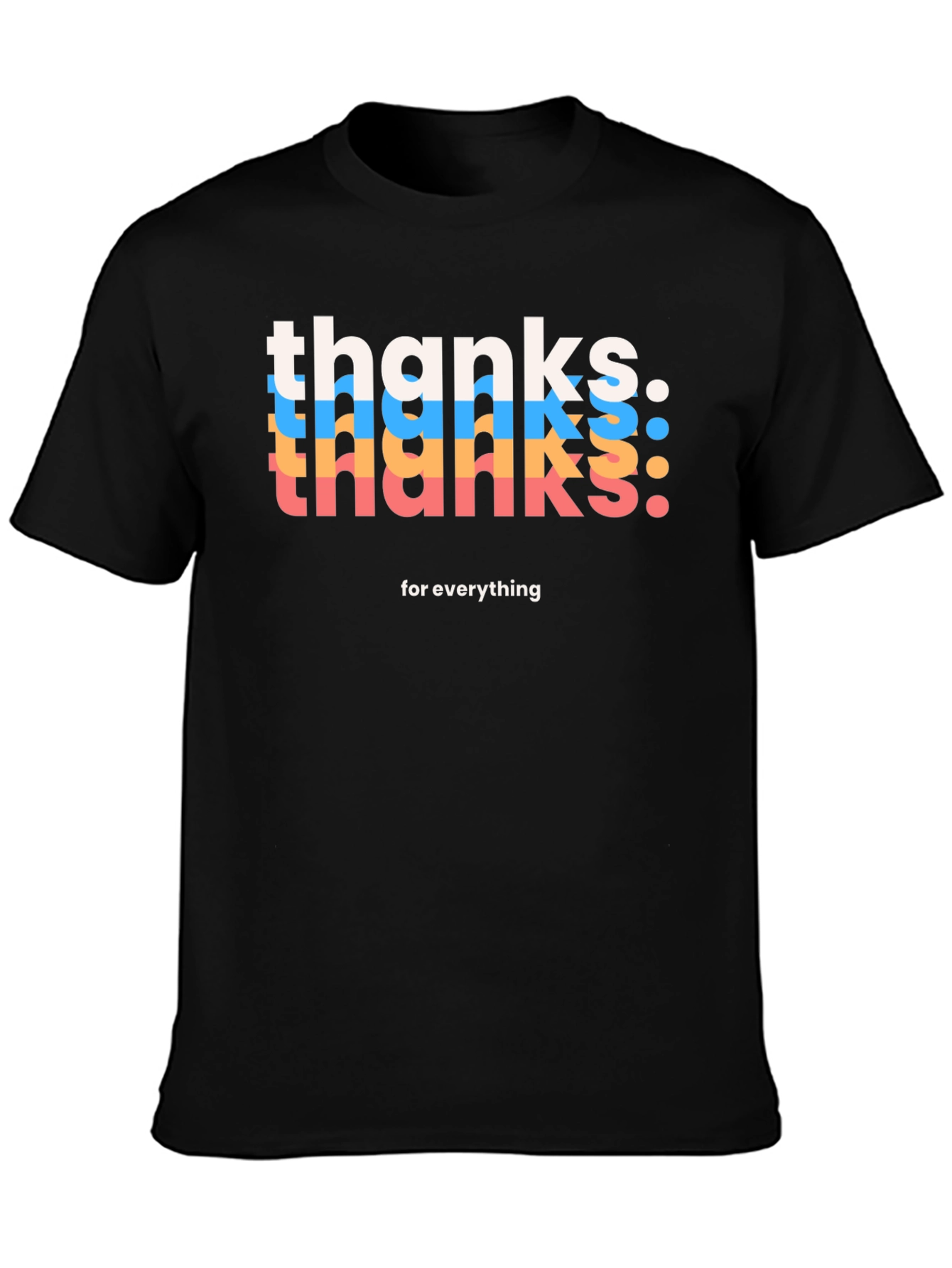 Black Trendy Thanks Graphic Black T-Shirt view 3