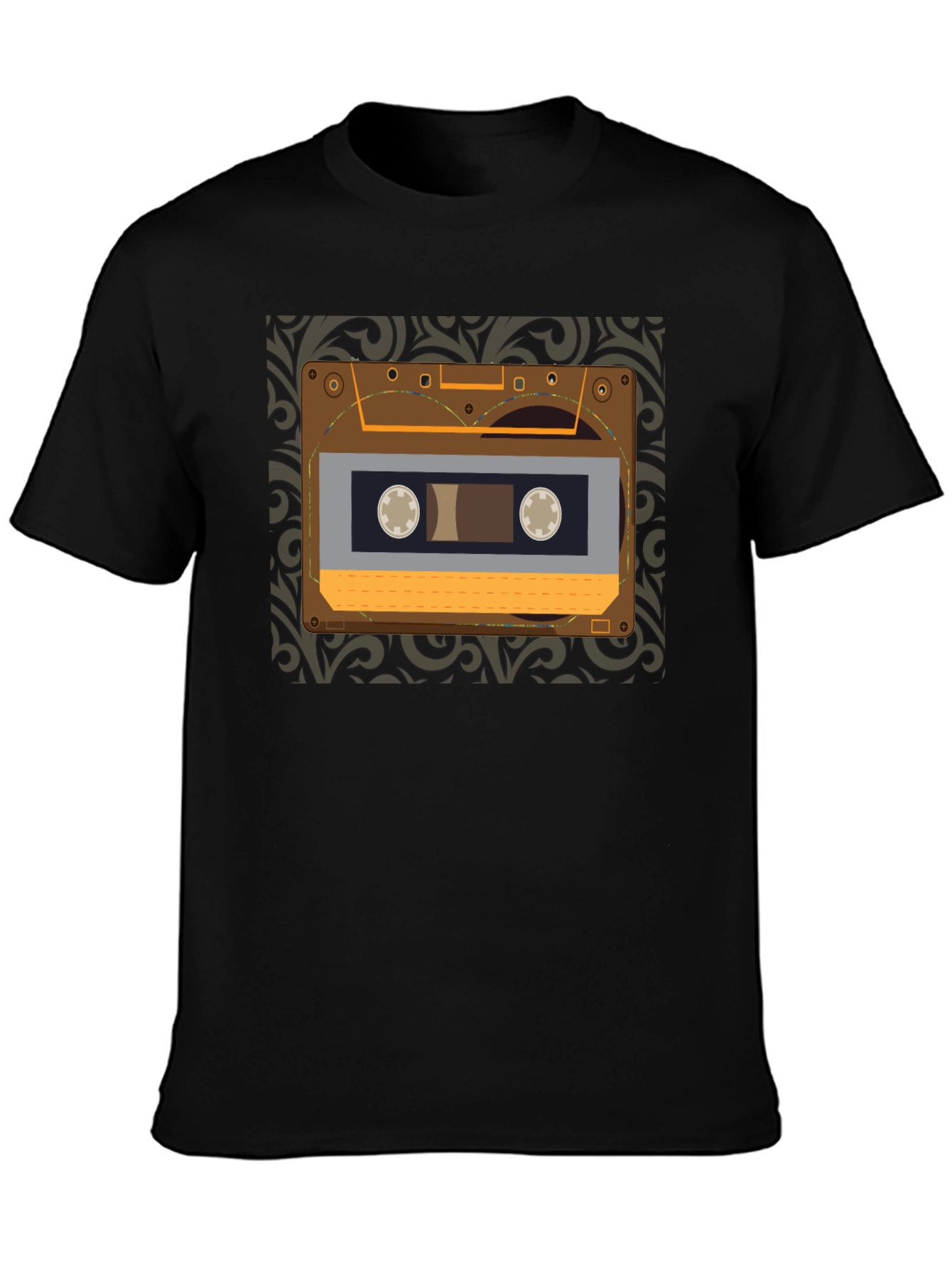Black Retro Cassette Tape Graphic Tee - Vintage Music Lover Shirt view 3