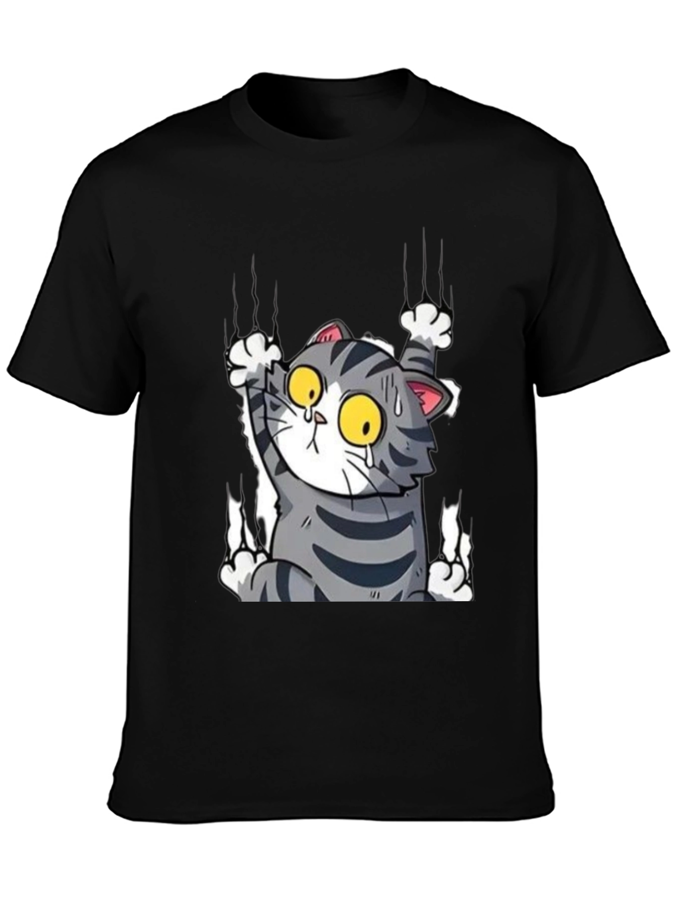 Black Cat Scratch T-Shirt - Funny Graphic Tee view 3