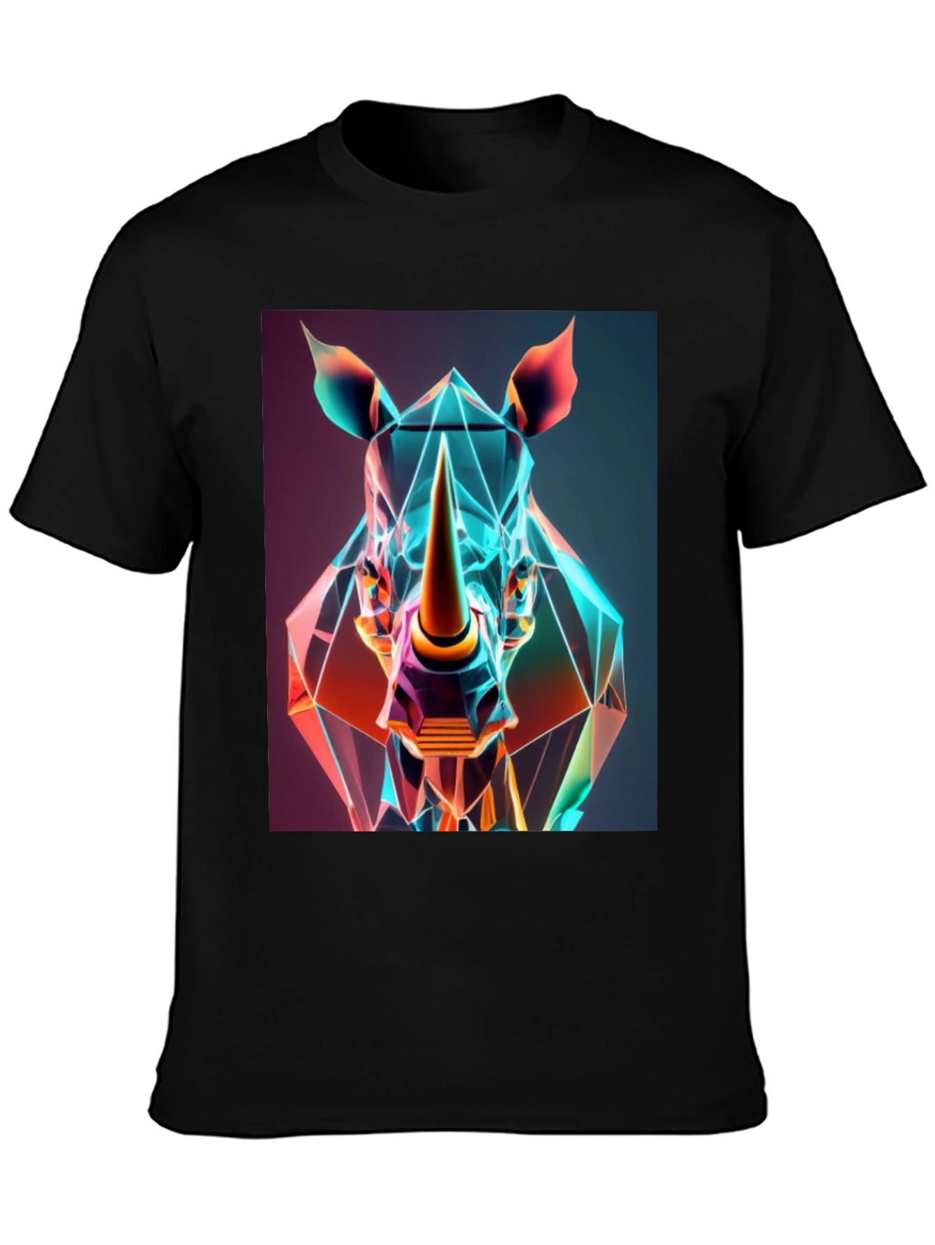 Black Geometric Rhino Graphic Tee - Modern Animal Art view 3