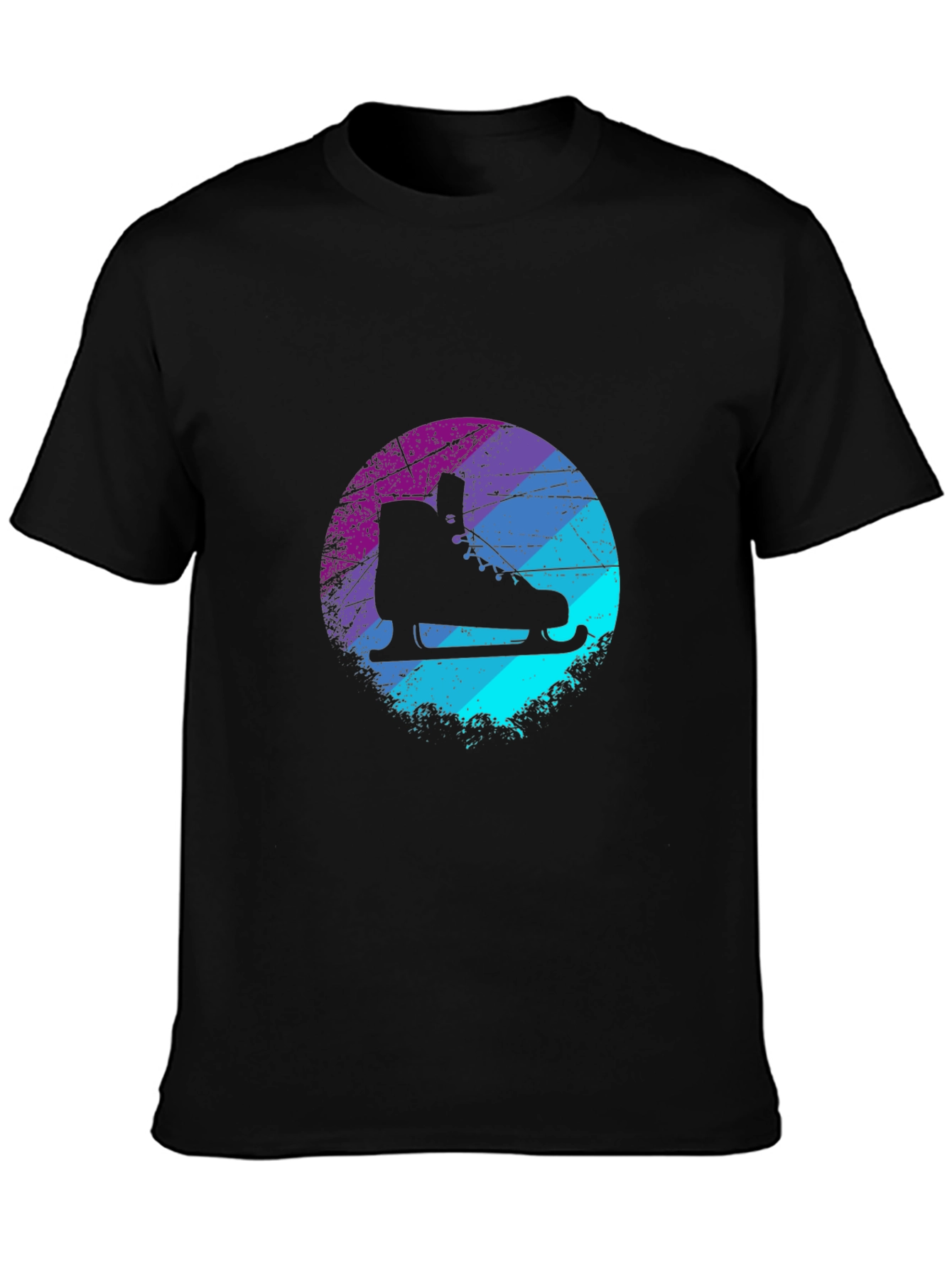 Black Retro Ice Skate Graphic Tee - Cool Skater Style view 3