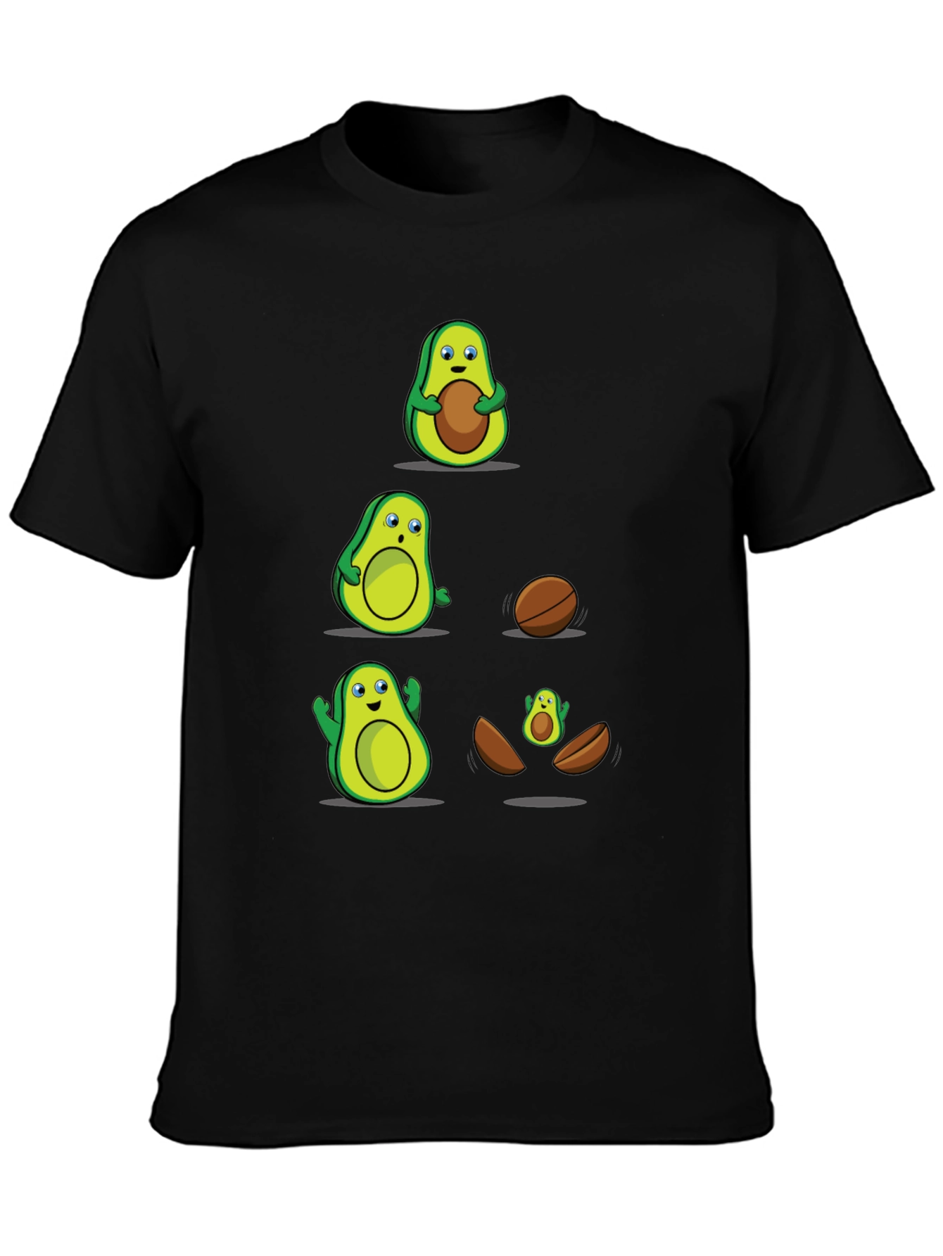 Black Funny Avocado Evolution T-Shirt view 3
