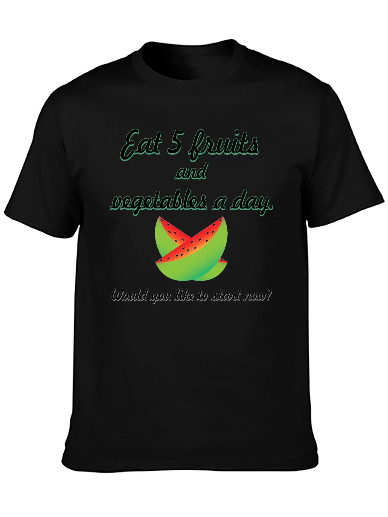 Black Eat 5 Fruits & Vegetables T-Shirt view 3
