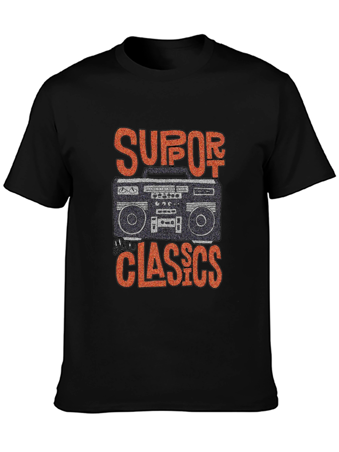 Black Retro Boombox Graphic T-Shirt - Classic Music Lover Tee view 3