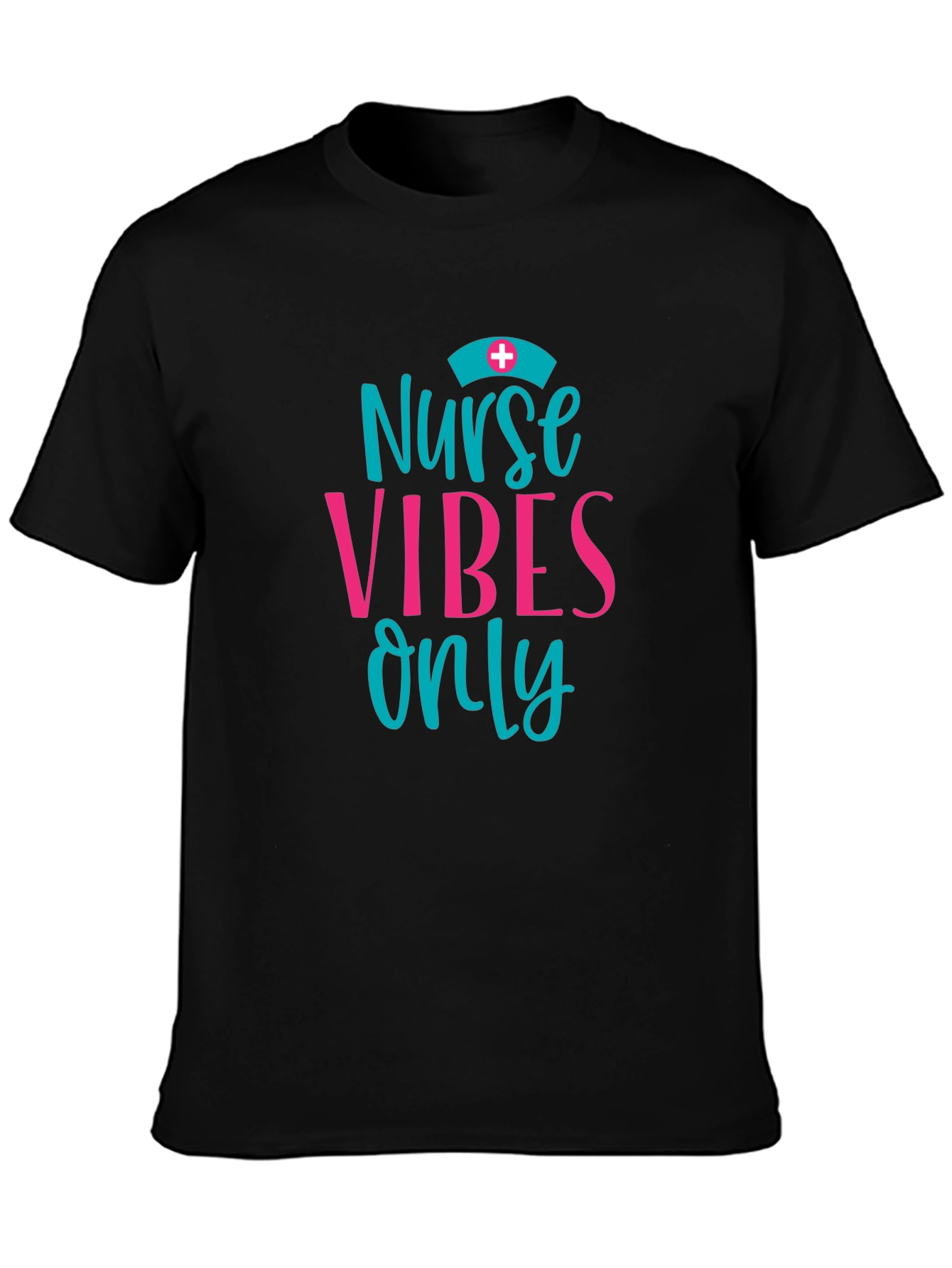 Black Nurse Vibes Only Graphic Tee - Black view 3