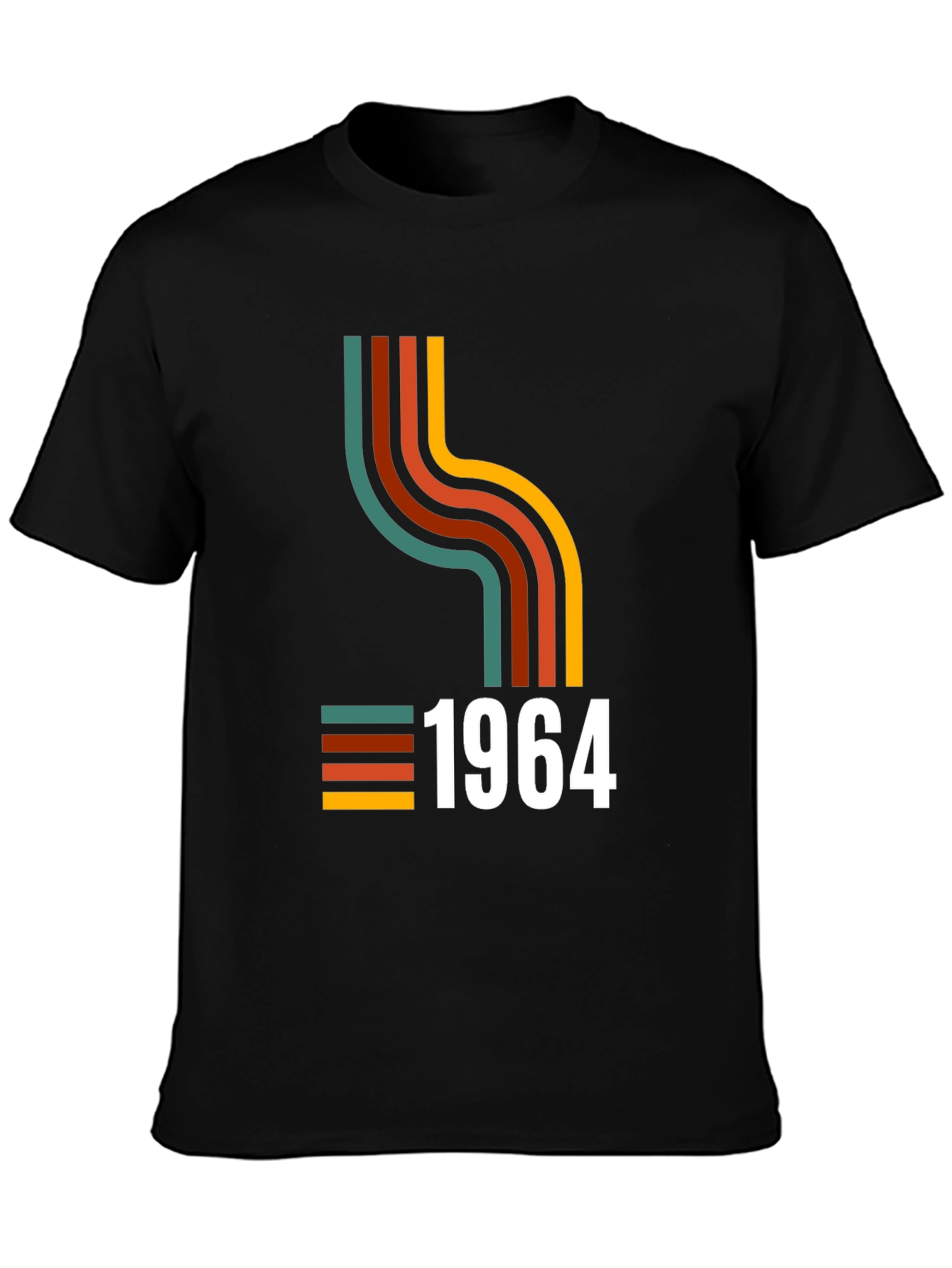 Black Retro 1964 Graphic Tee - Vintage Birthday Shirt view 3