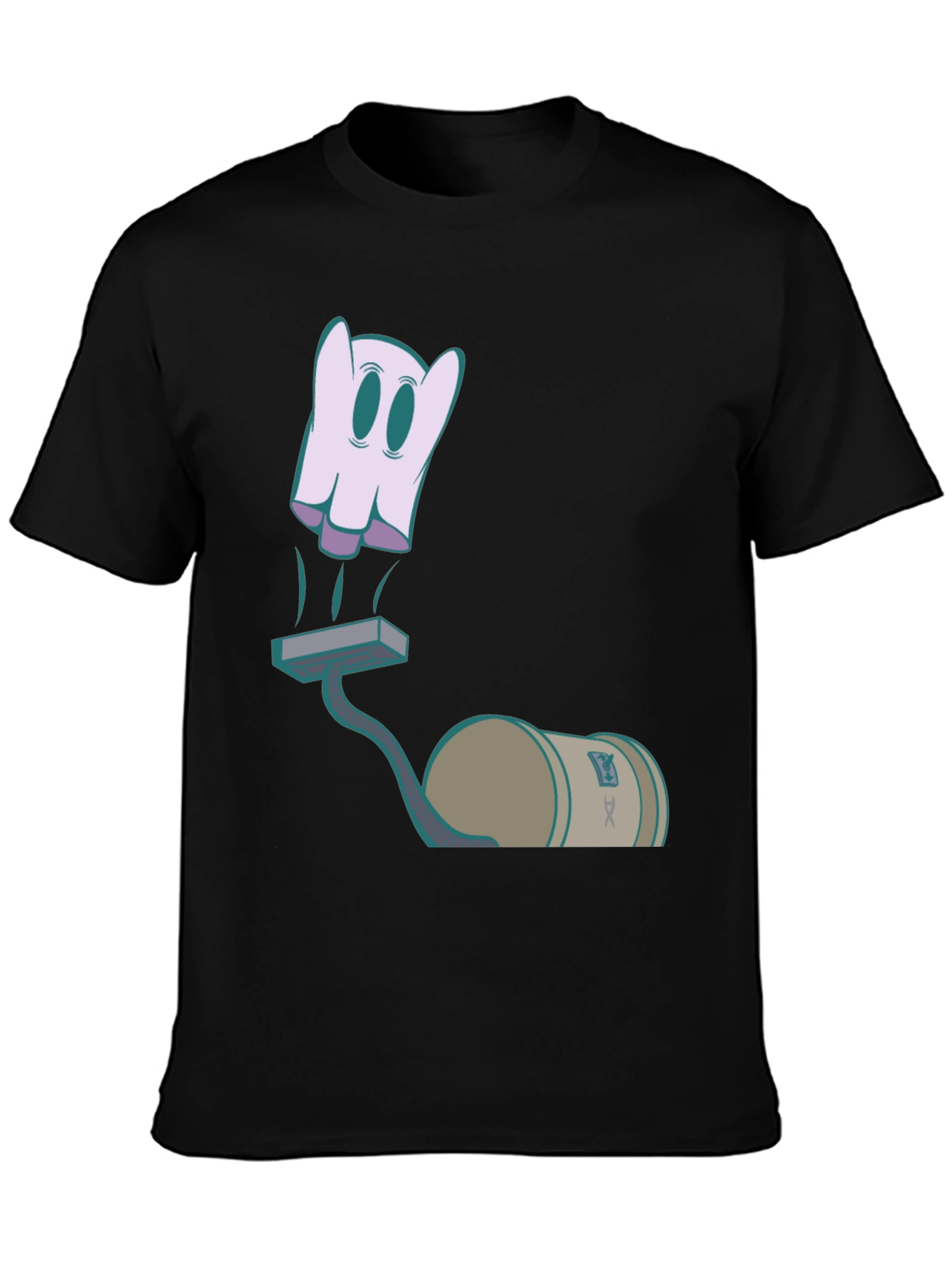 Black Ghost Vacuum Cartoon Graphic T-Shirt view 3