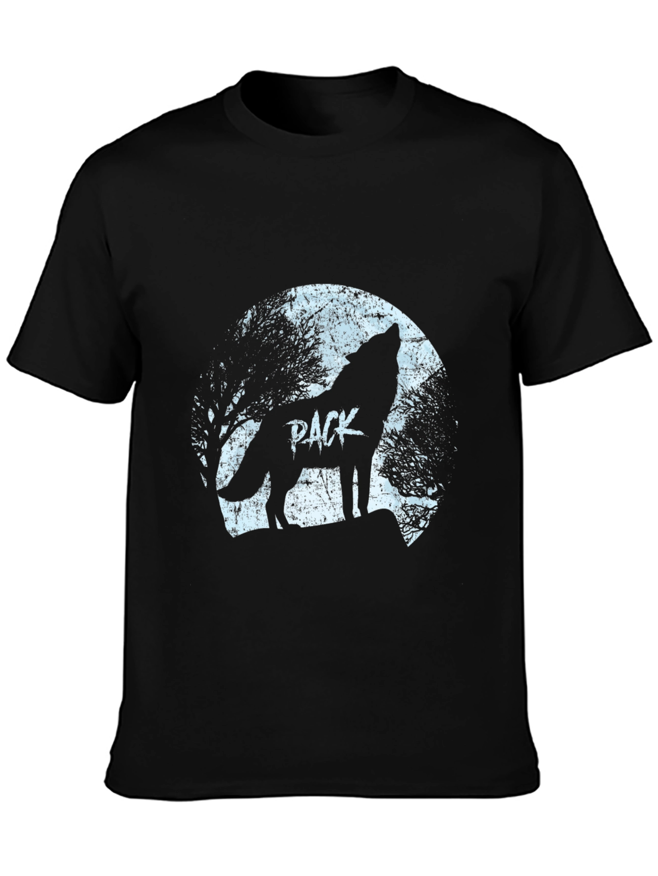 Black Wolf Pack Moon Graphic T-Shirt - Black view 3
