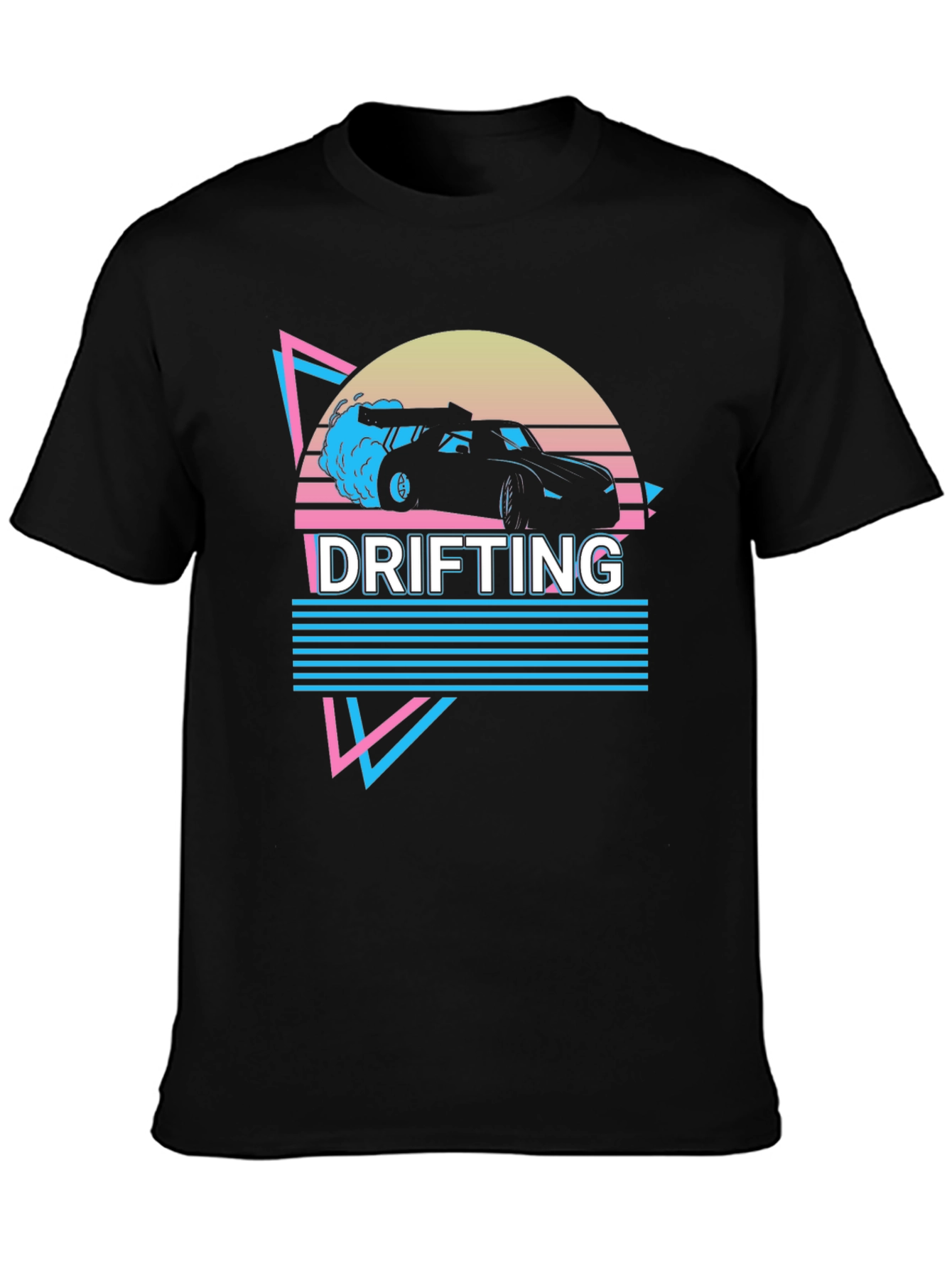 Black Drifting Car Graphic Tee Retro Style view 3