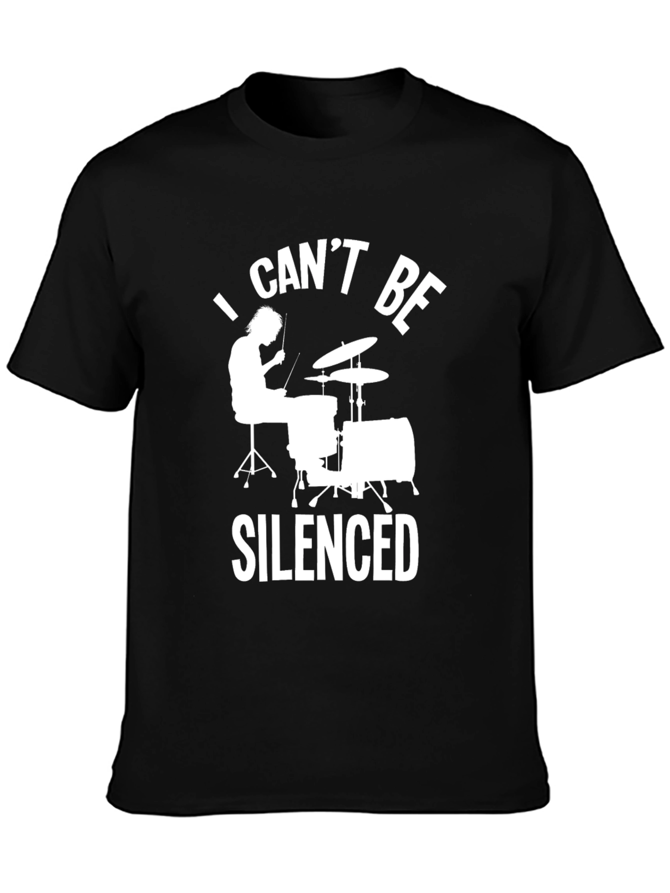 Black I Can't Be Silenced Drummer T-Shirt - Rock Music Tee view 3