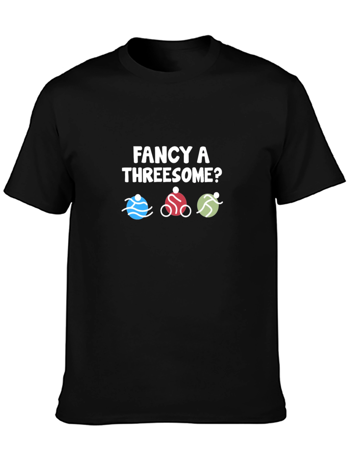 Black Fancy a Threesome? Triathlon T-Shirt view 3
