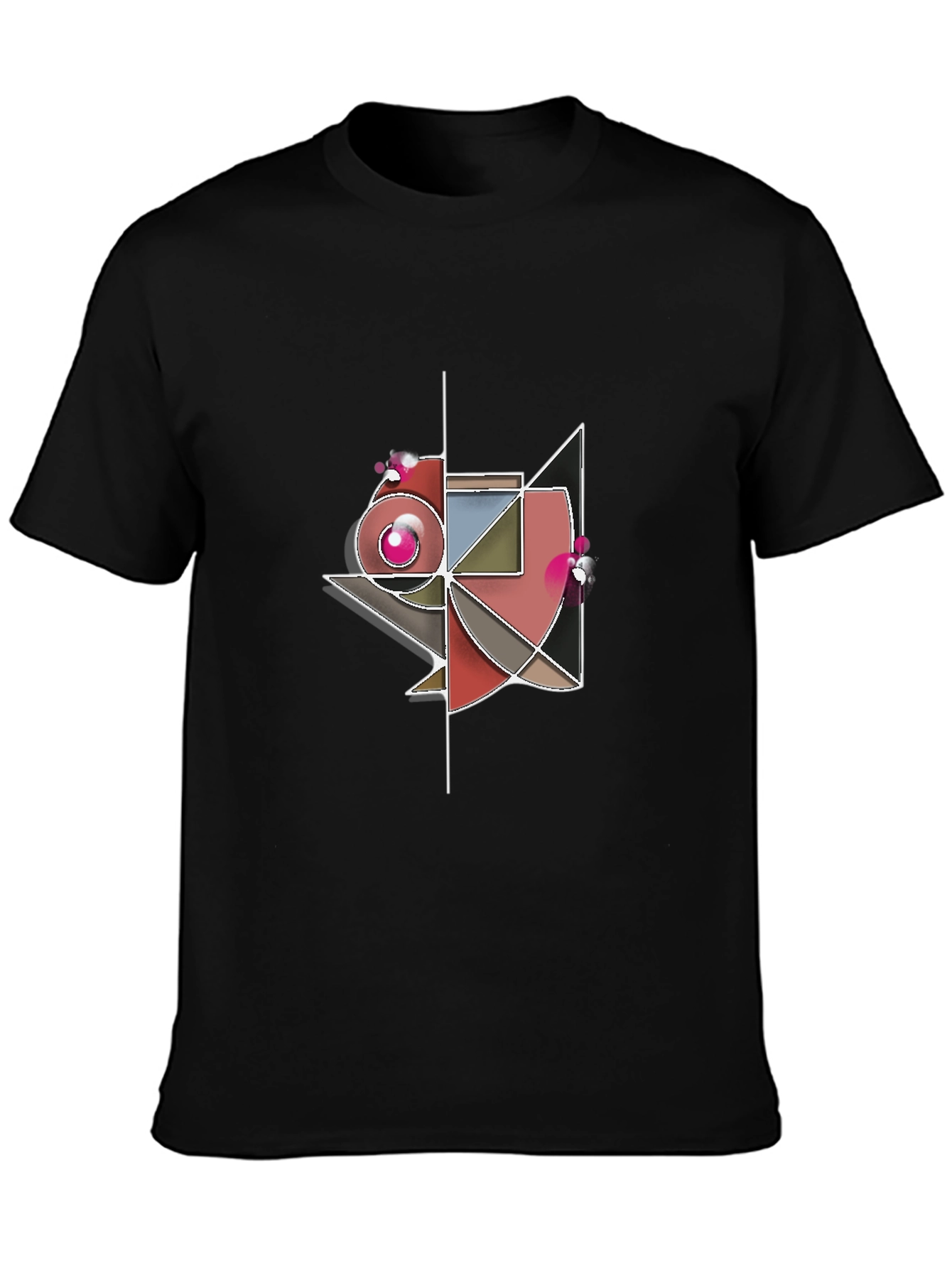 Black Abstract Geometric Graphic Tee - Modern Art Shirt view 3