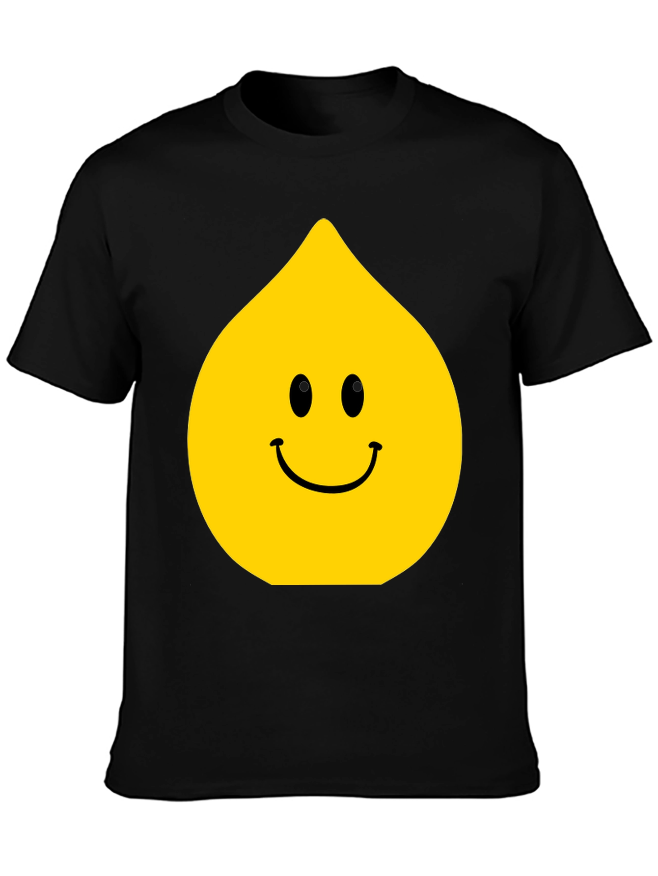 Black Funny Smiley Face Drop Graphic Black T-Shirt view 3