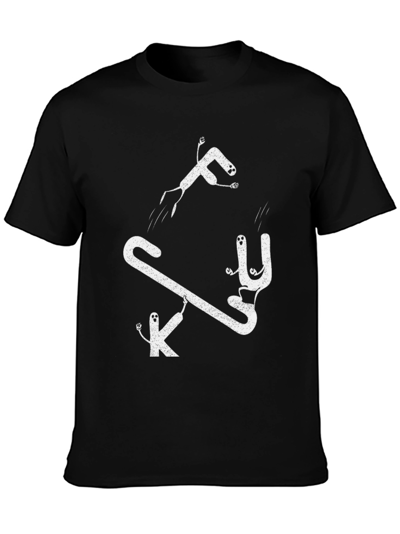 Black Funny Graphic Tee: FK U Cartoon Characters on Black T-Shirt view 3