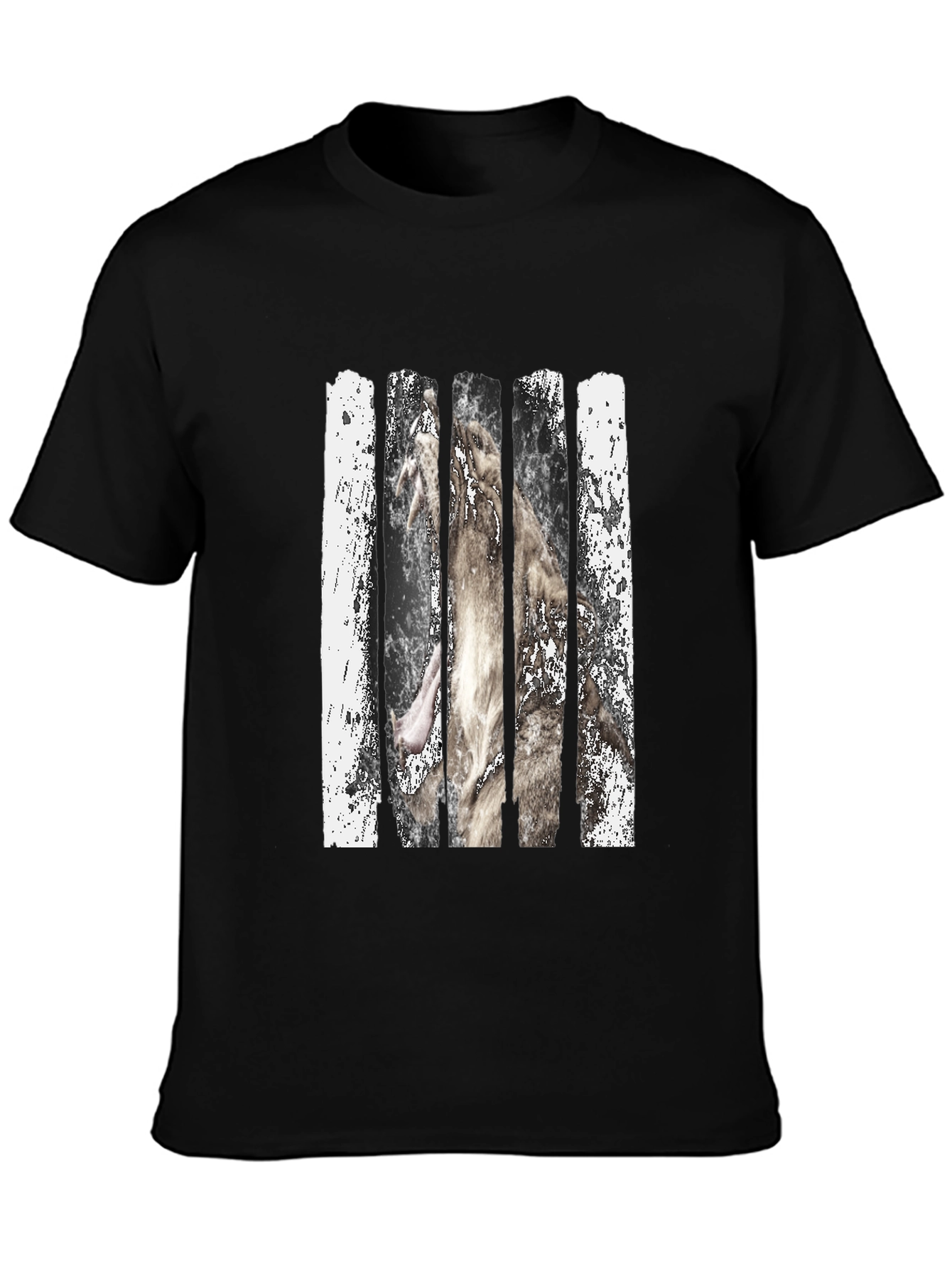 Black Wolf Behind Bars Graphic Tee view 3