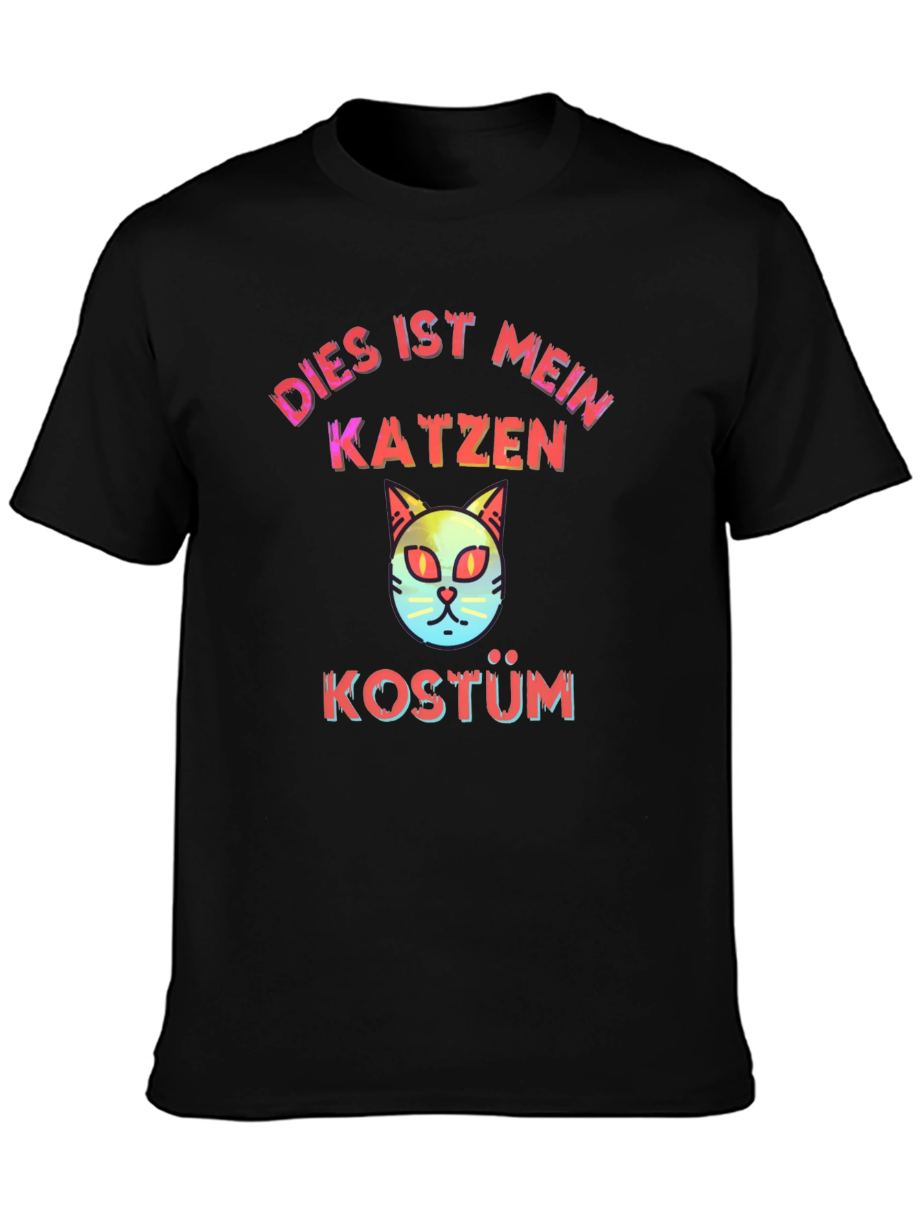 Black Cat Costume German Text T-Shirt view 3