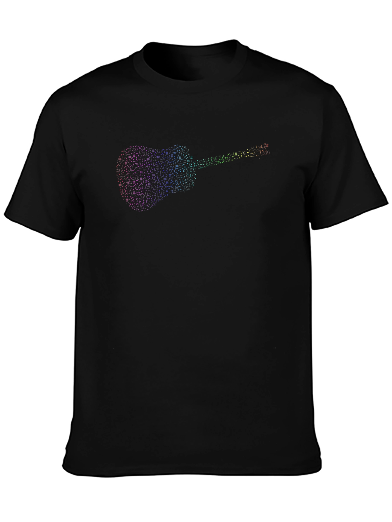 Black Guitar T-Shirt - Musical Rainbow Design view 3