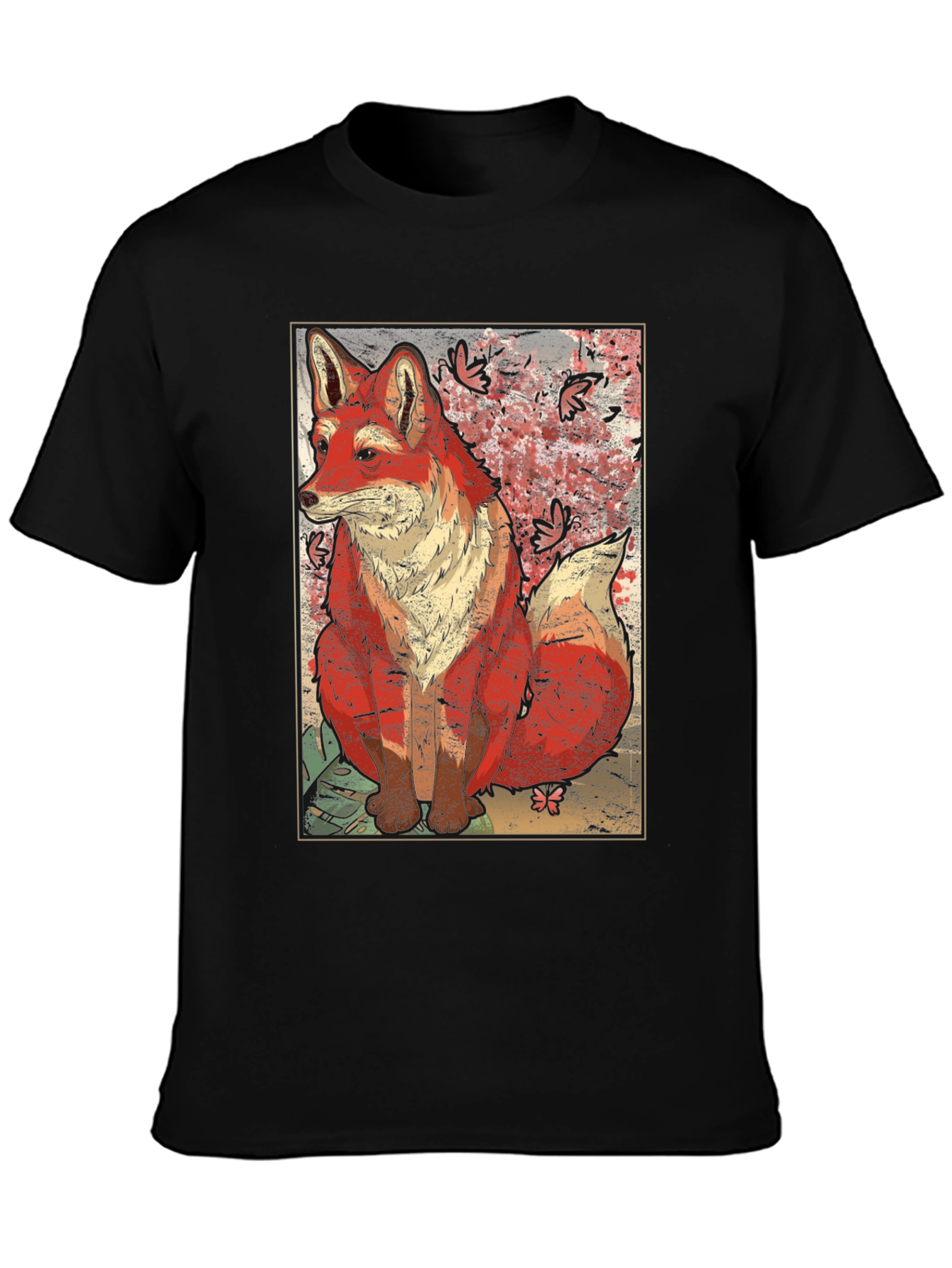 Black Artistic Fox Graphic T-Shirt - Unique Design view 3