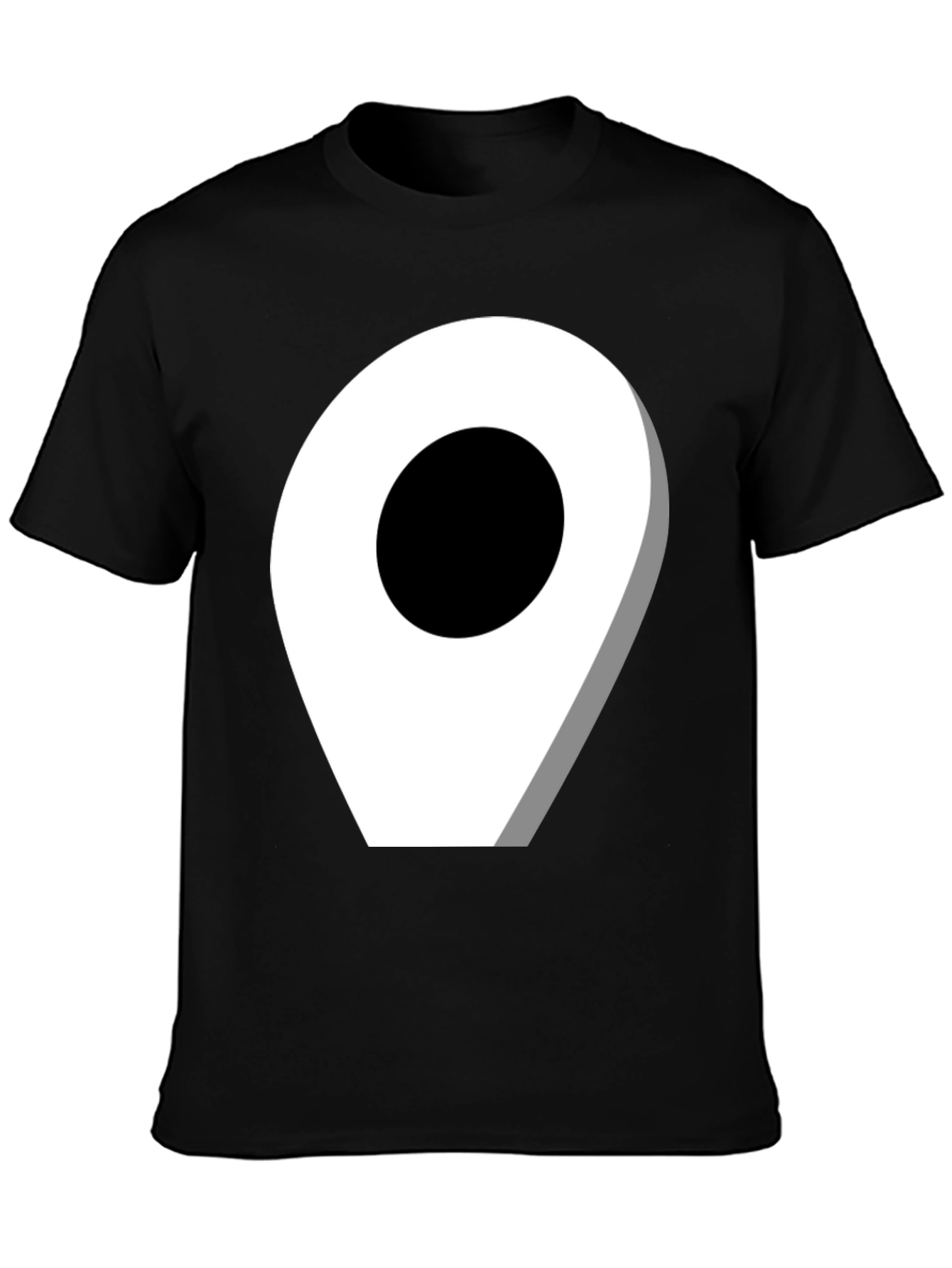 Black Location Pin Graphic Tee - Modern Black T-Shirt view 3