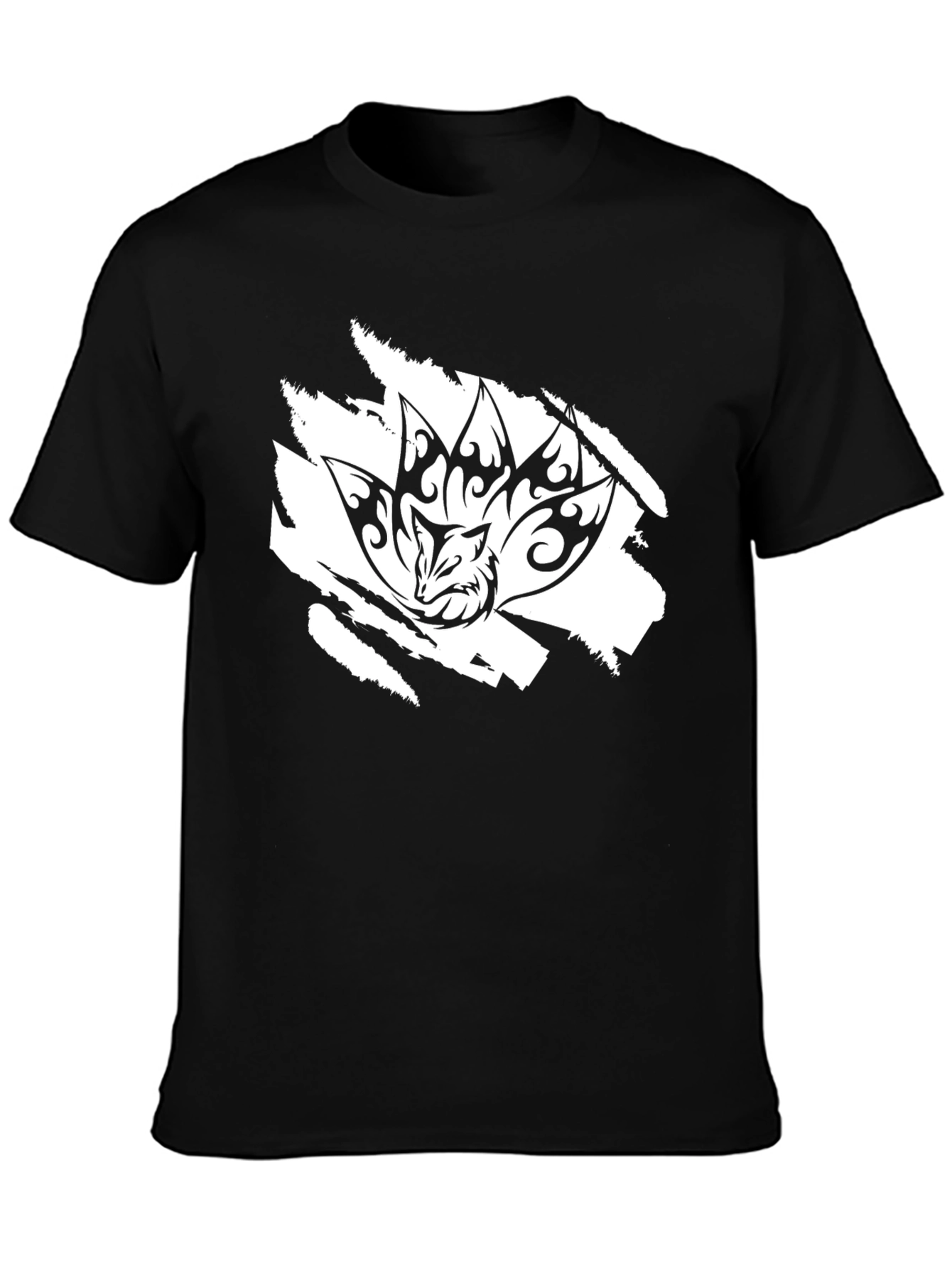 Black Nine-Tailed Fox Graphic Tee - Black view 3