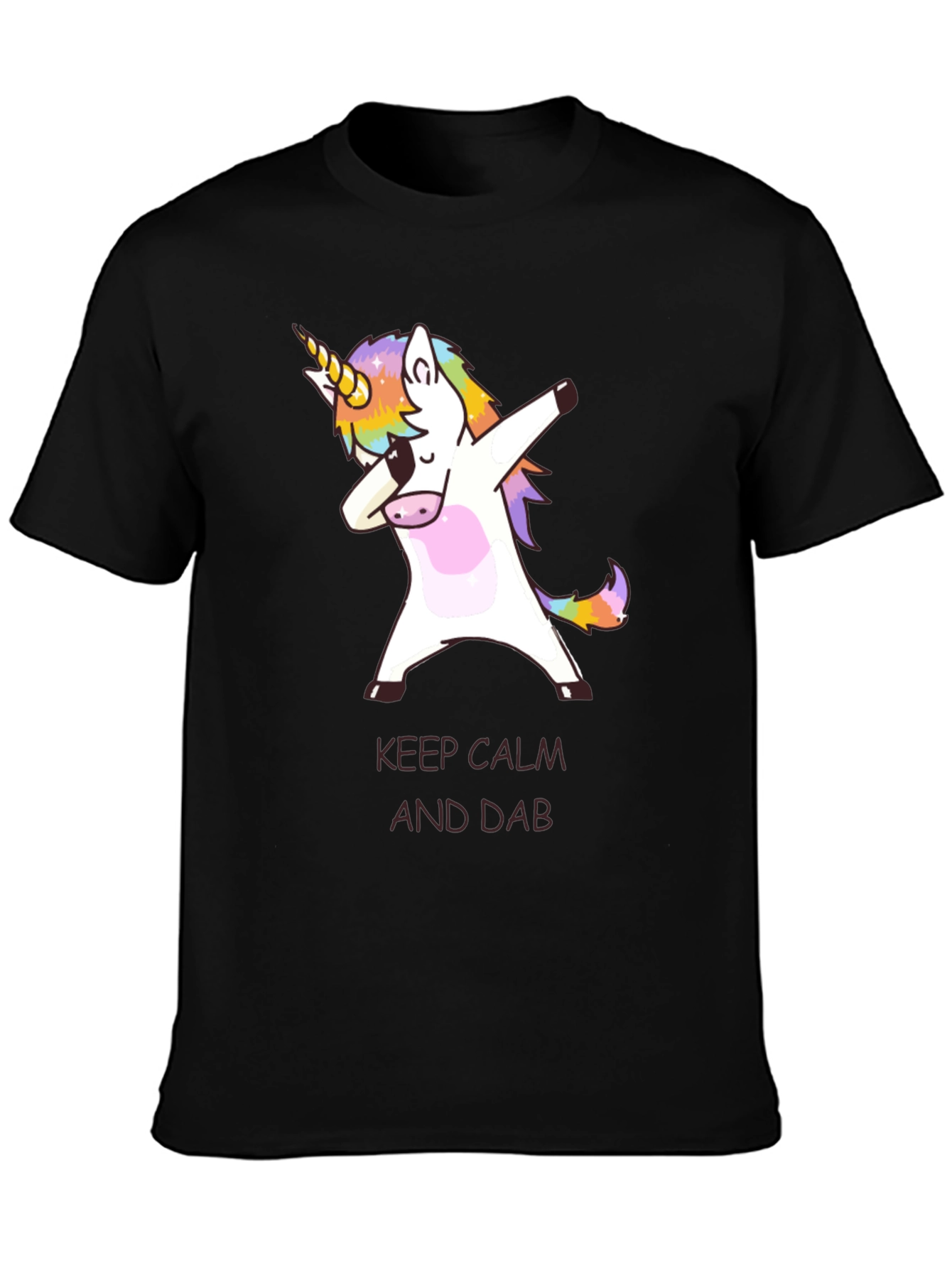 Black Keep Calm and Dab Unicorn T-Shirt  view 3