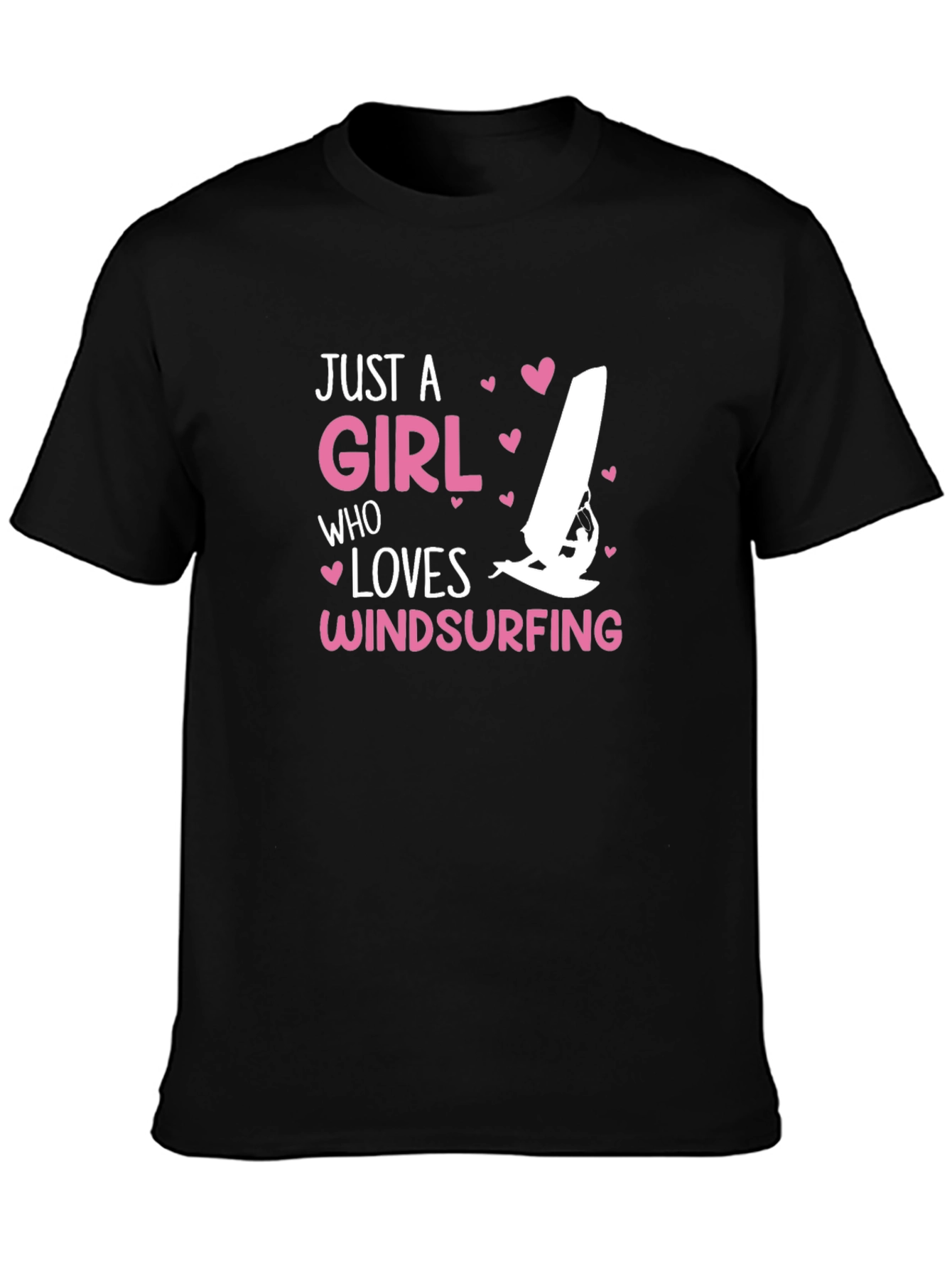 Black Just A Girl Who Loves Windsurfing T-Shirt view 3