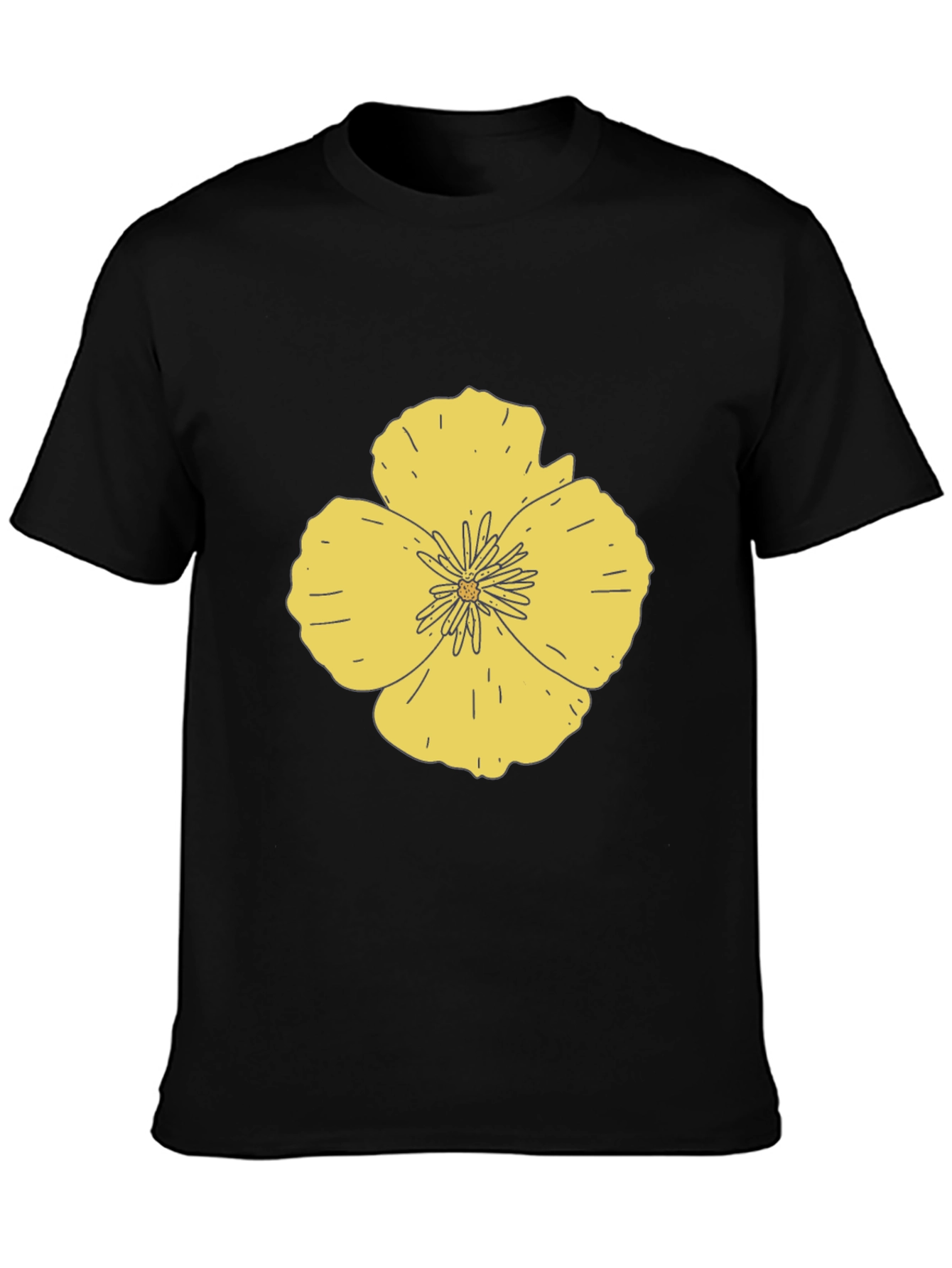 Black Floral Graphic Print Black T-Shirt view 3