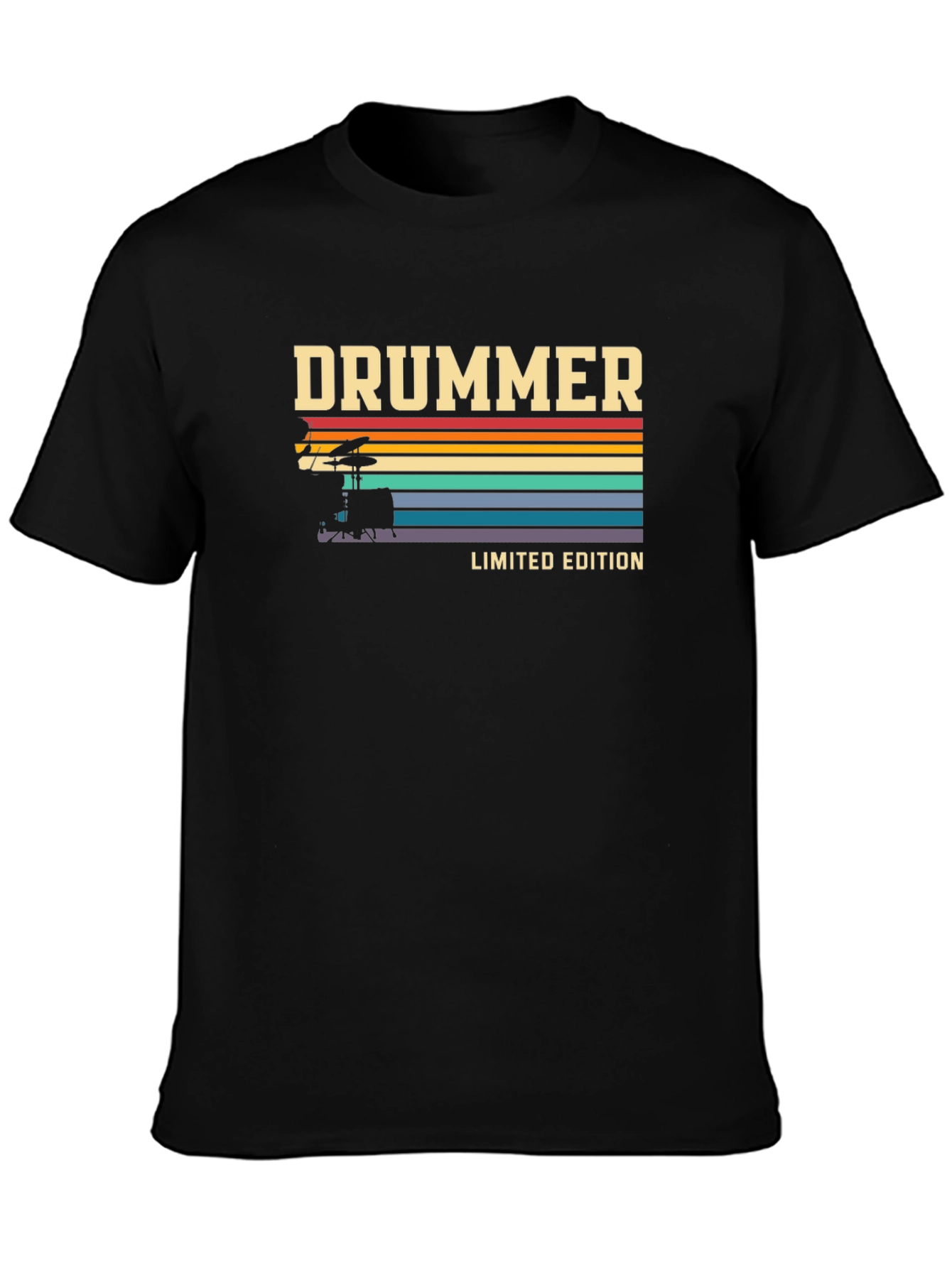 Black Vintage Drummer Limited Edition Graphic T-Shirt view 3
