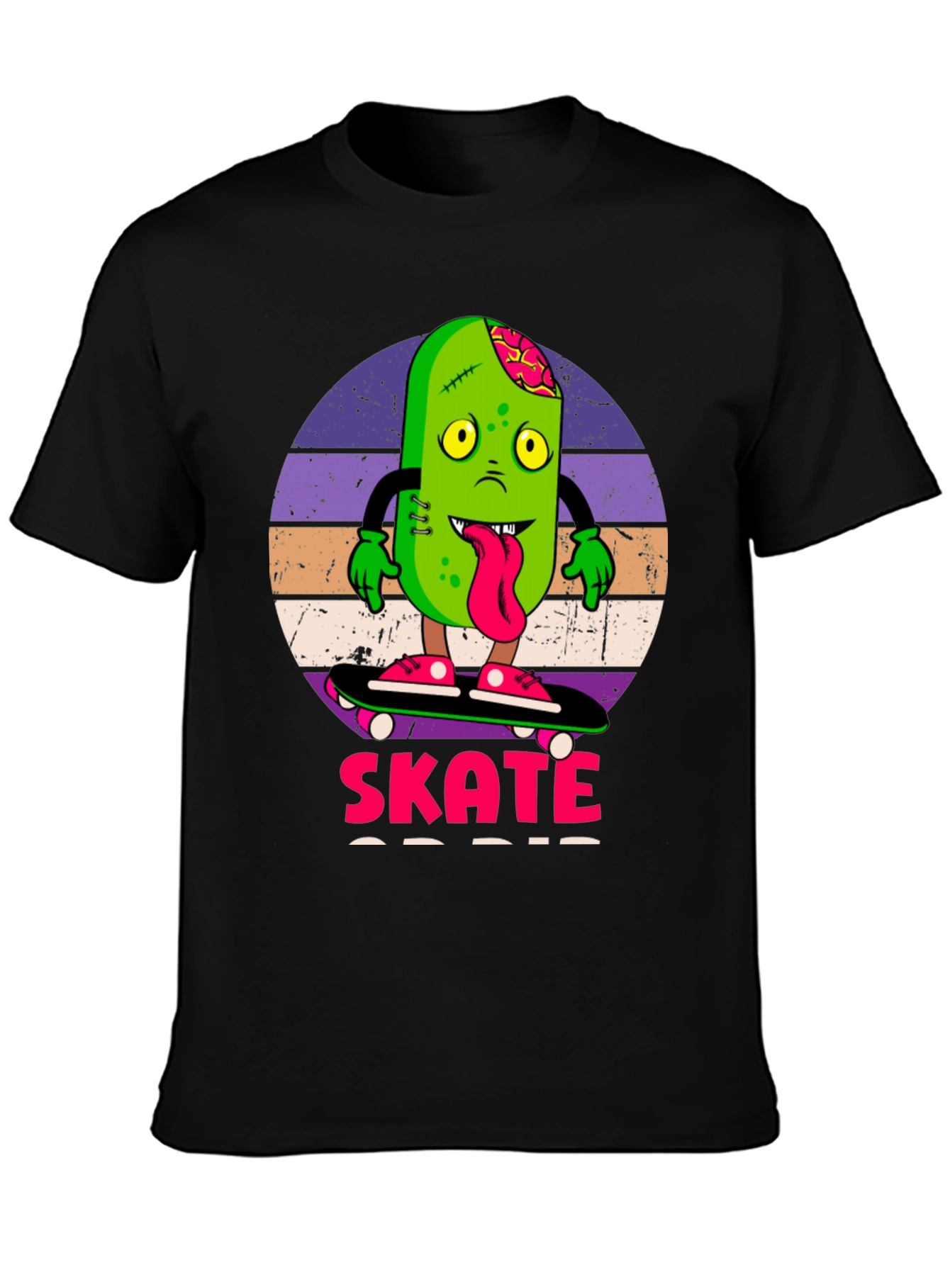 Black Zombie Pickle Skate T-Shirt view 3