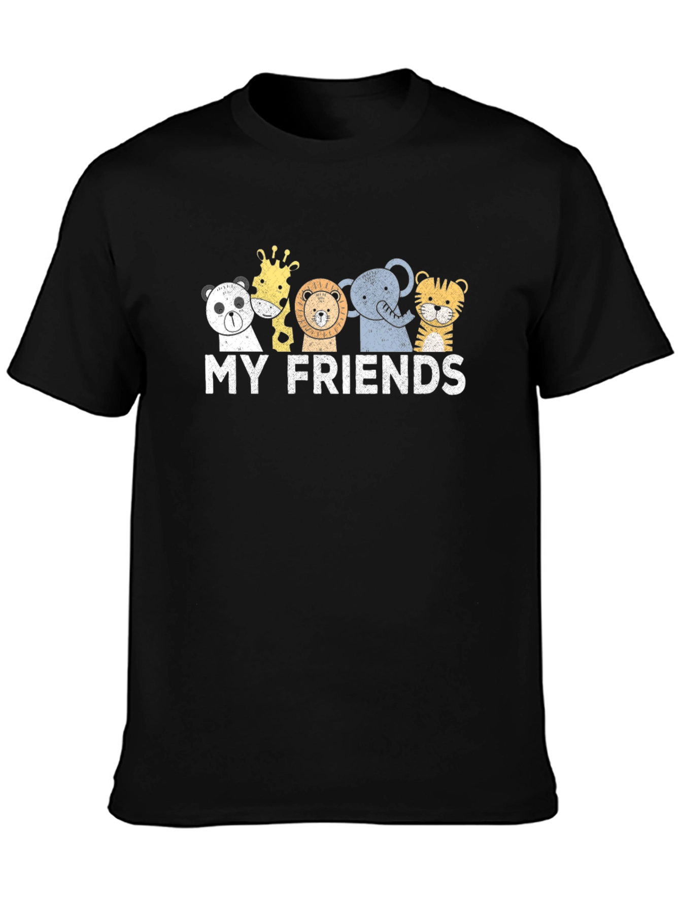 Black Cute Animal Friends Graphic T-Shirt view 3