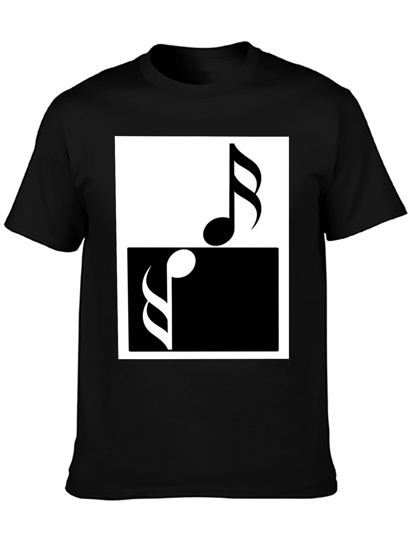 Black Music Notes Yin Yang T-Shirt view 3