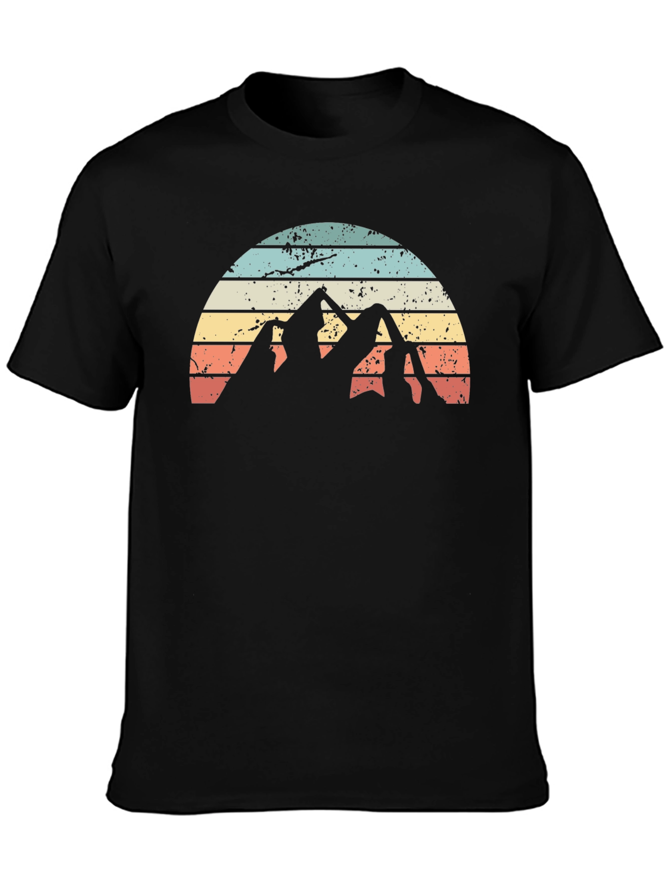 Black Vintage Mountain Sunset Graphic Tee - Black view 3