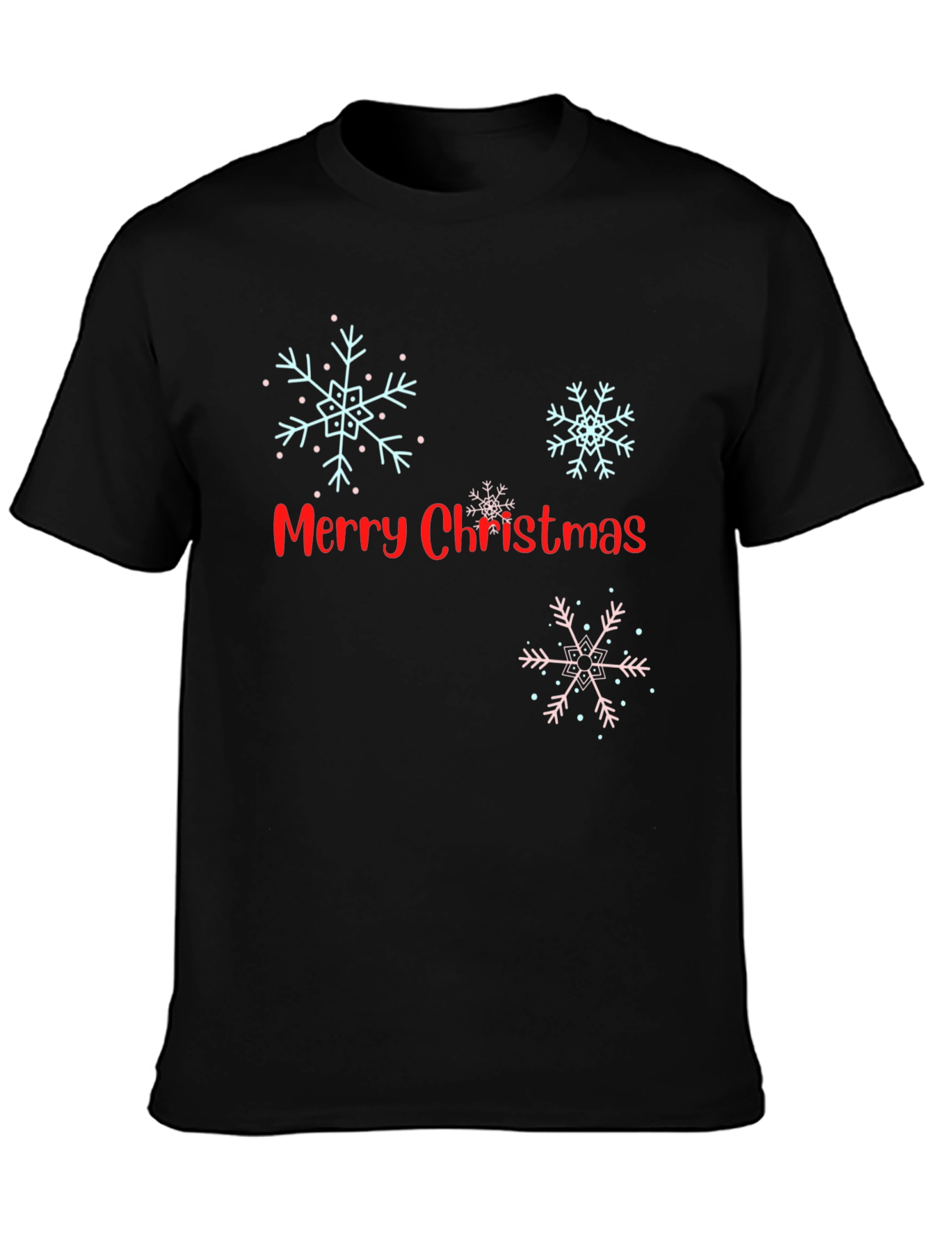 Black Merry Christmas Snowflake Graphic Tee view 3