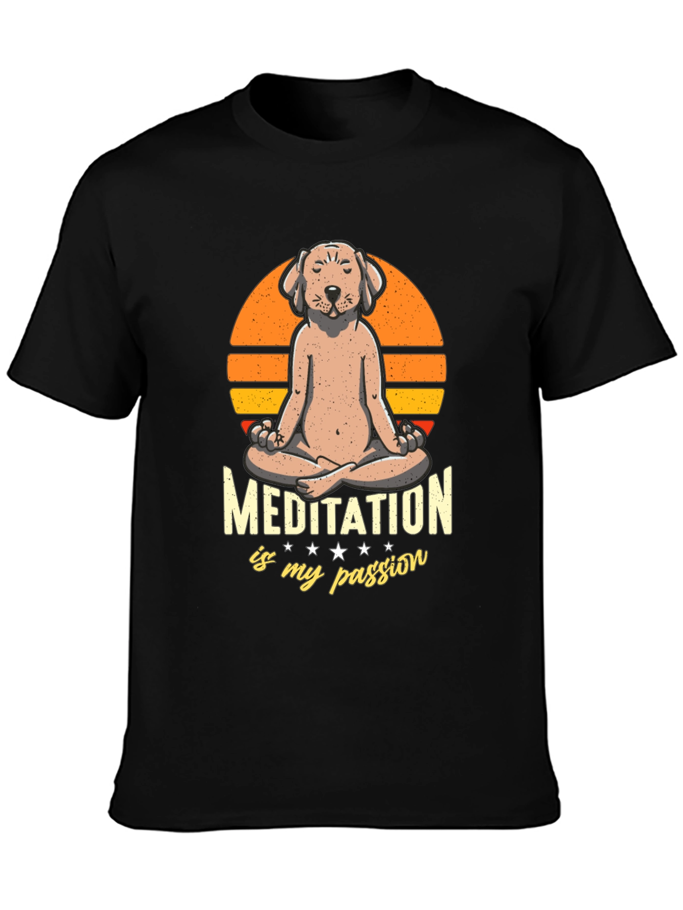 Black Meditating Dog T-Shirt - Find Your Zen view 3