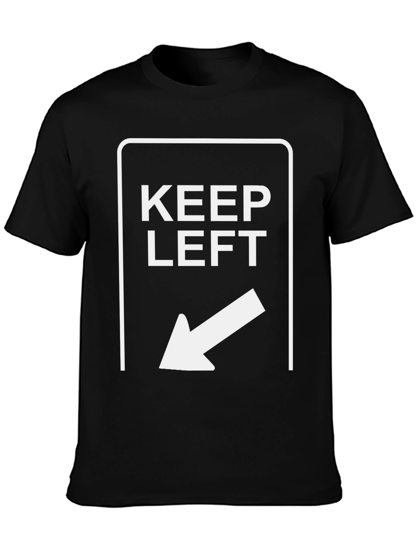 Black Keep Left Arrow Graphic T-Shirt - Directional Tee view 3