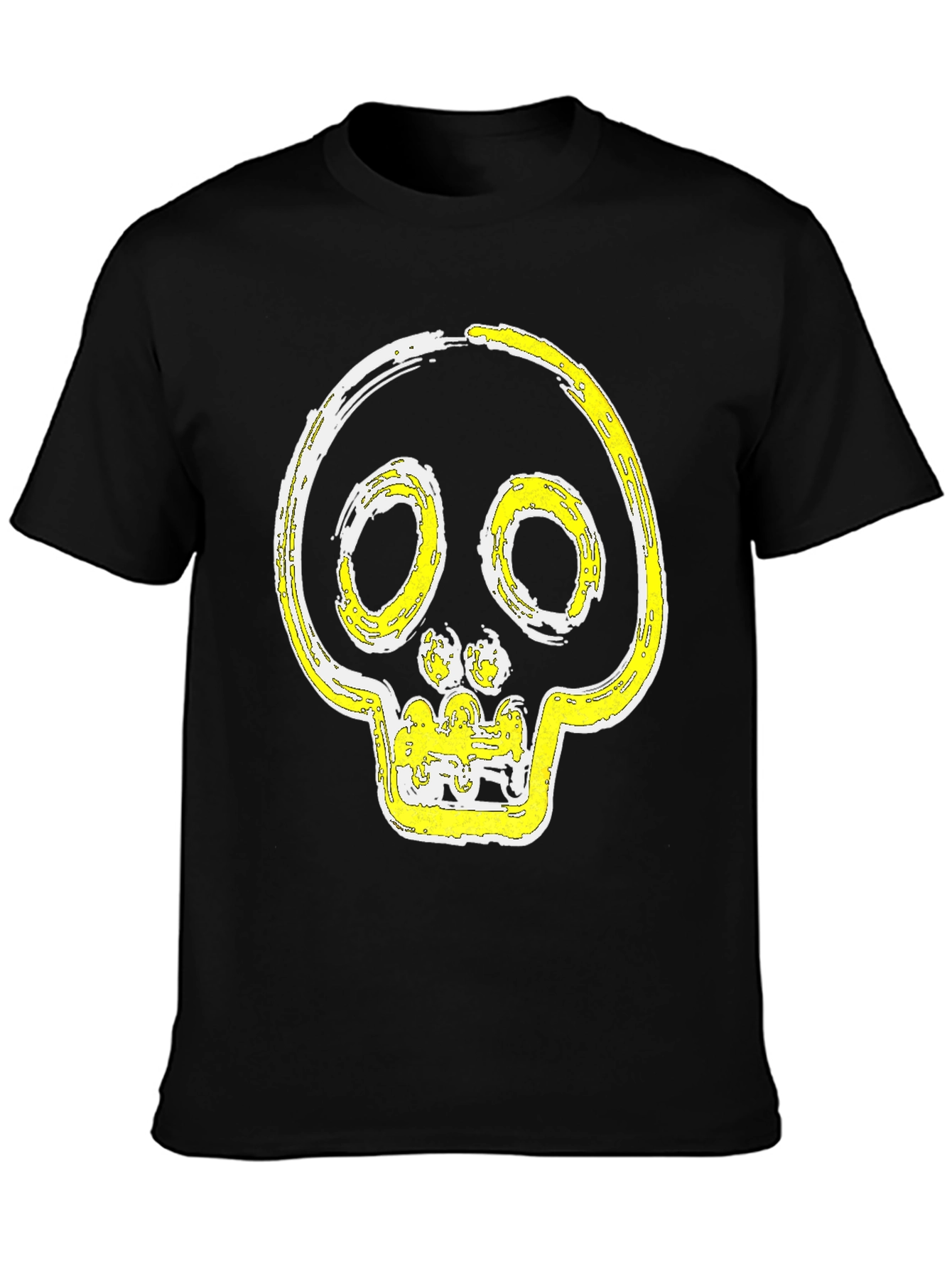 Black Skull Graphic Print T-Shirt - Modern Casual Tee view 3