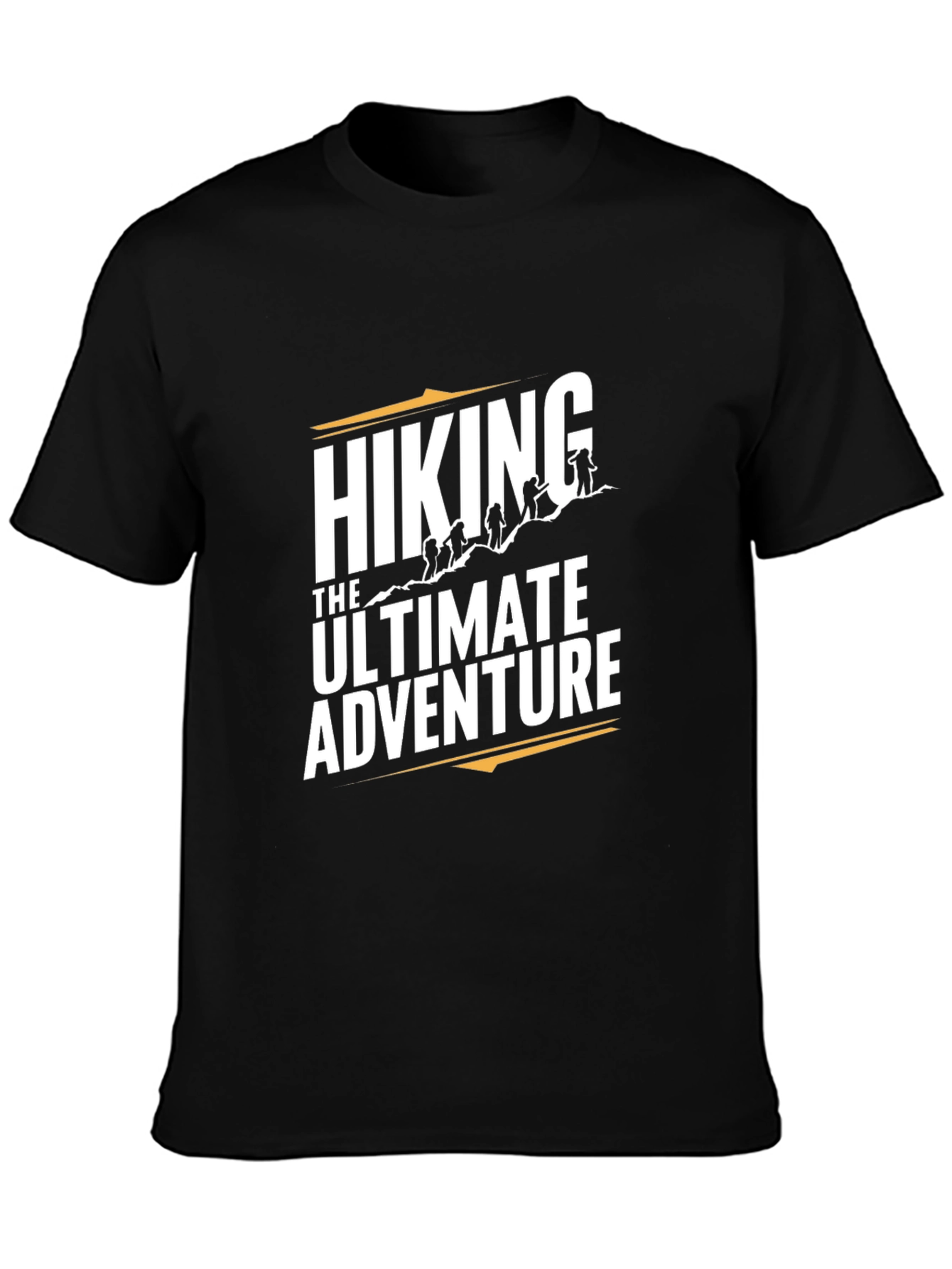 Black Hiking Adventure Graphic Tee - Black Cotton T-Shirt view 3