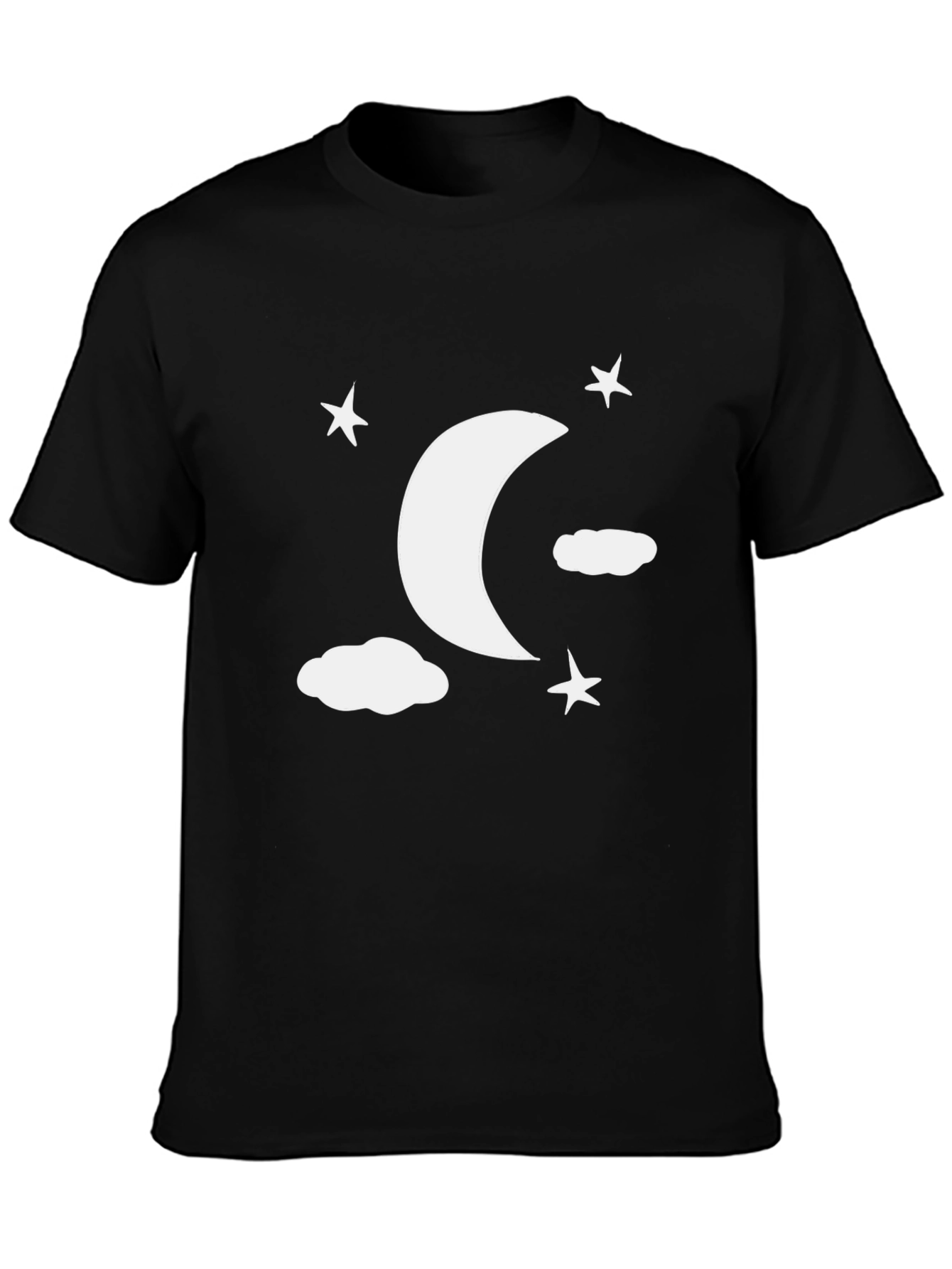 Black Moon Stars Clouds Graphic Tee - Black Casual Shirt view 3