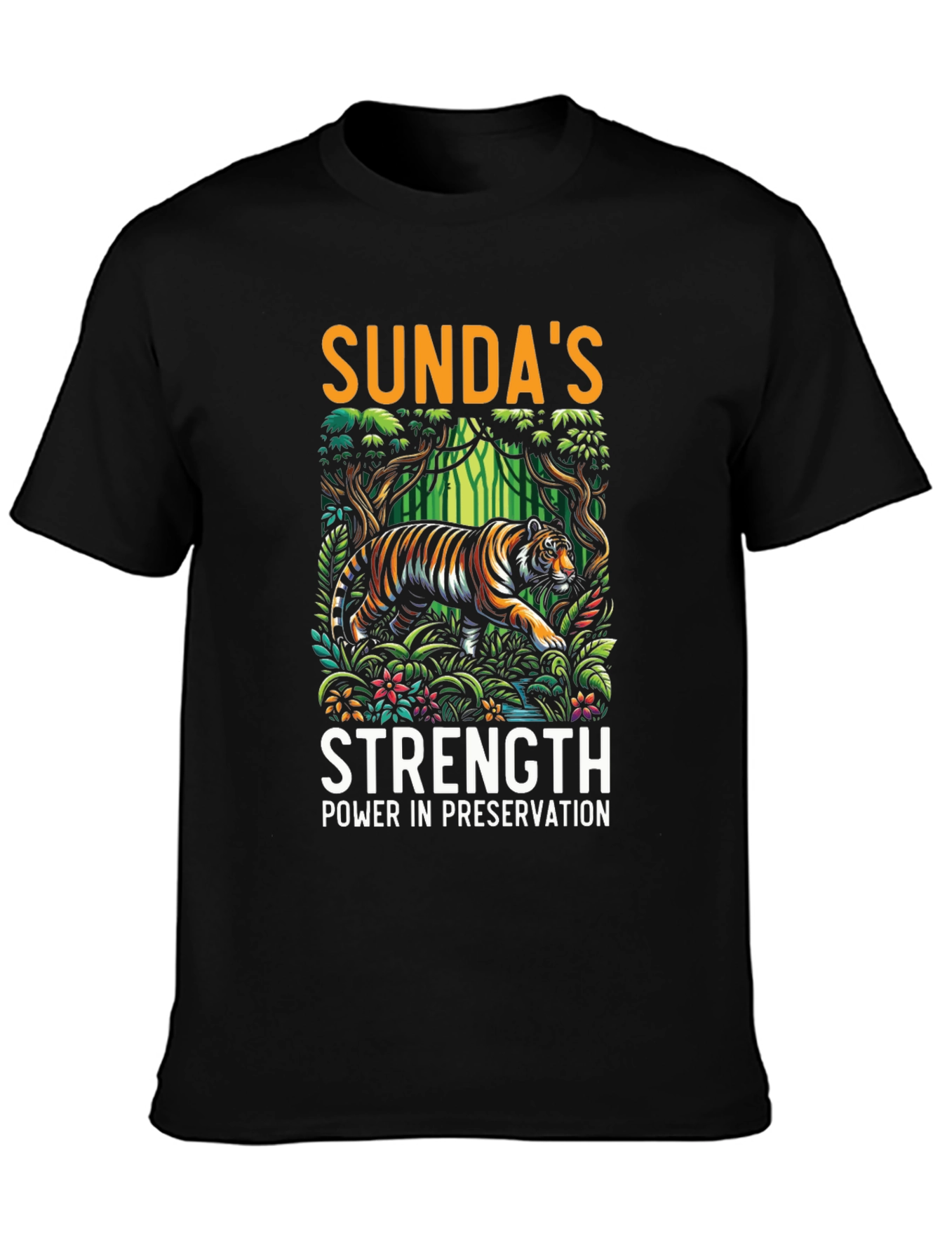 Black Sunda's Strength Tiger Graphic Tee view 3