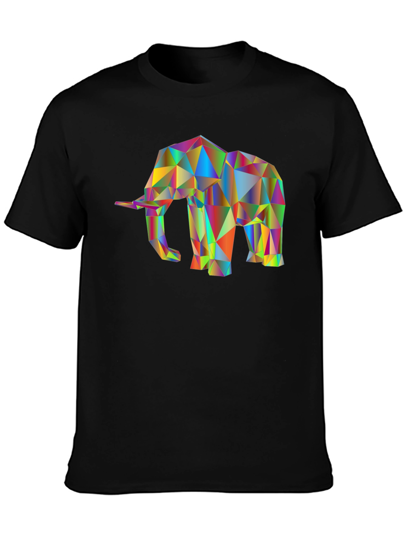 Black Geometric Elephant T-Shirt - Modern Art Tee view 3