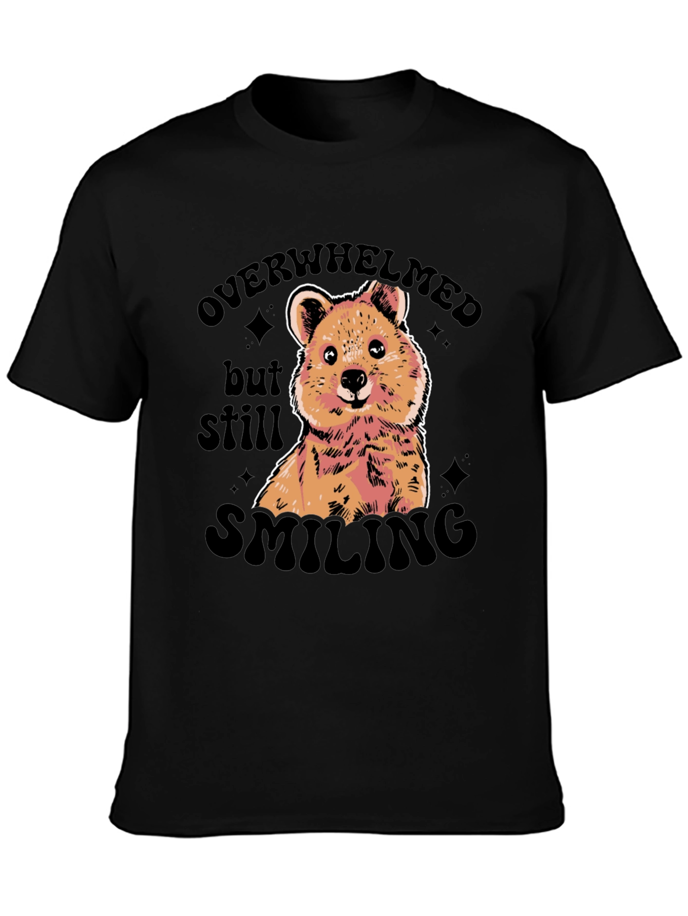 Black Overwhelmed But Still Smiling Graphic Tee view 3