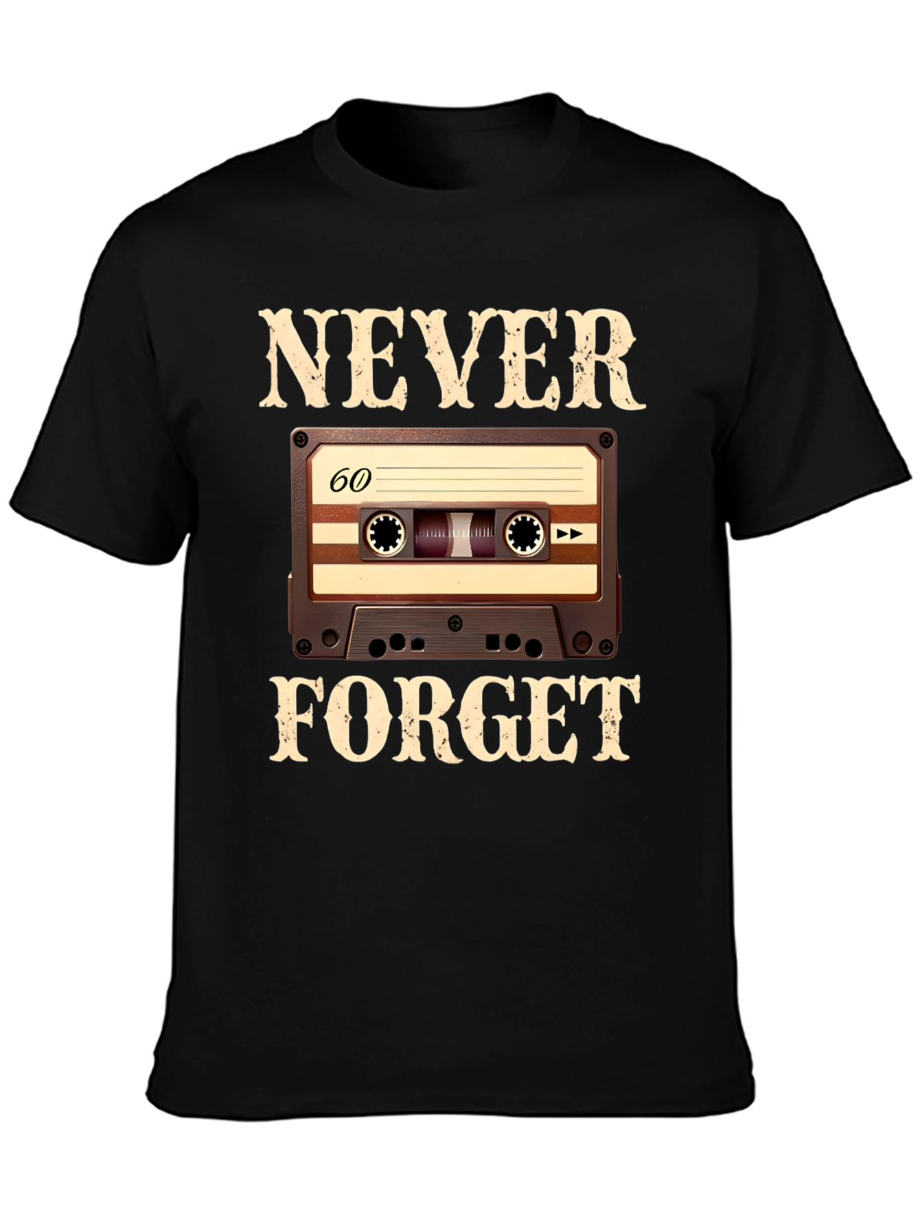Black Never Forget Cassette Tape T-Shirt view 3