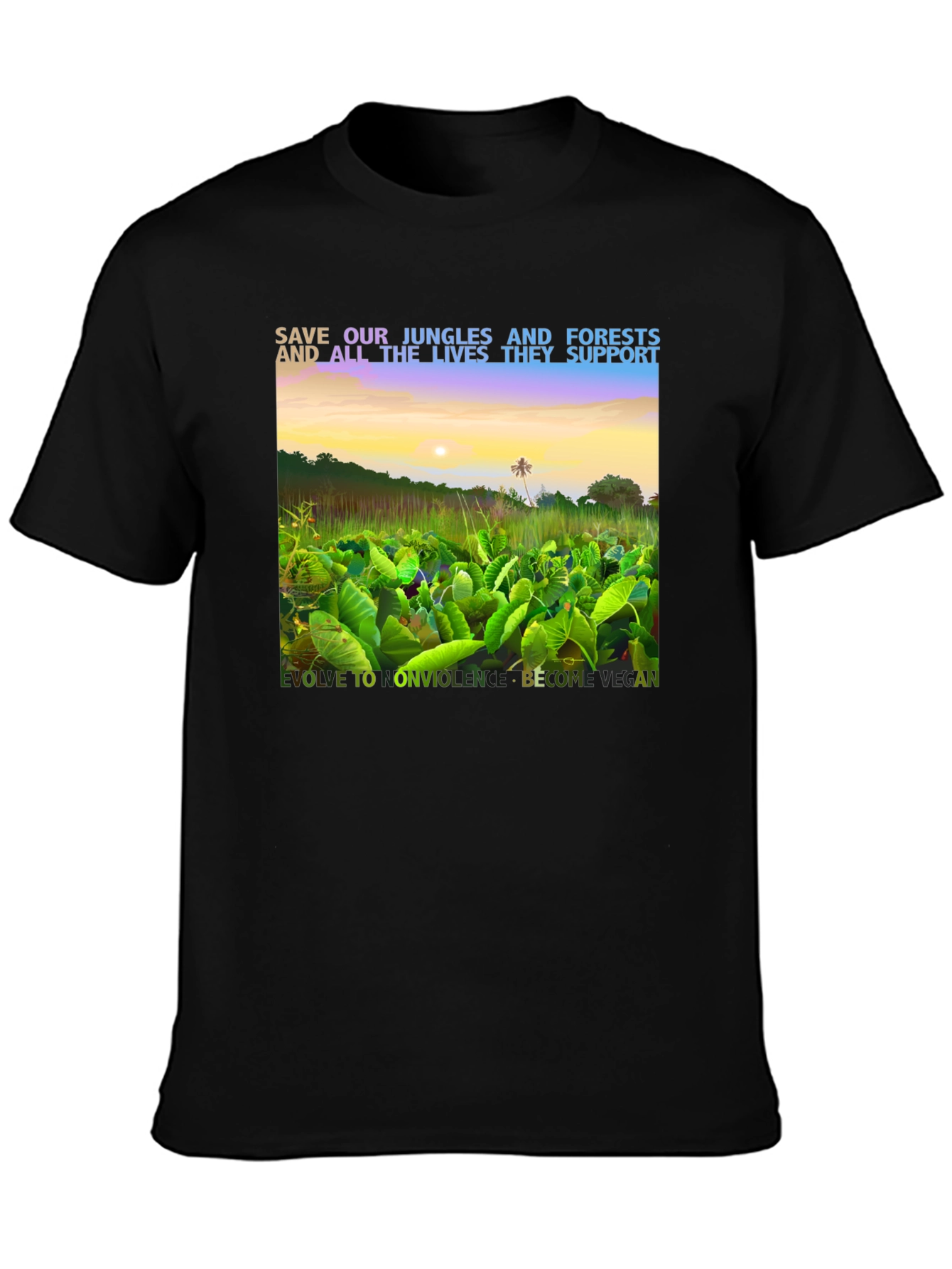 Black Save Our Jungles & Forests Vegan T-Shirt view 3