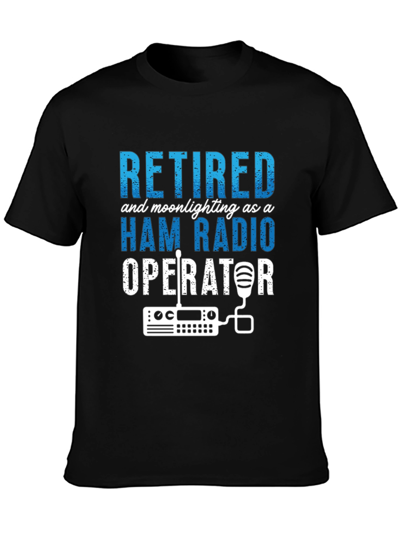 Black Retired Ham Radio Operator T-Shirt view 3