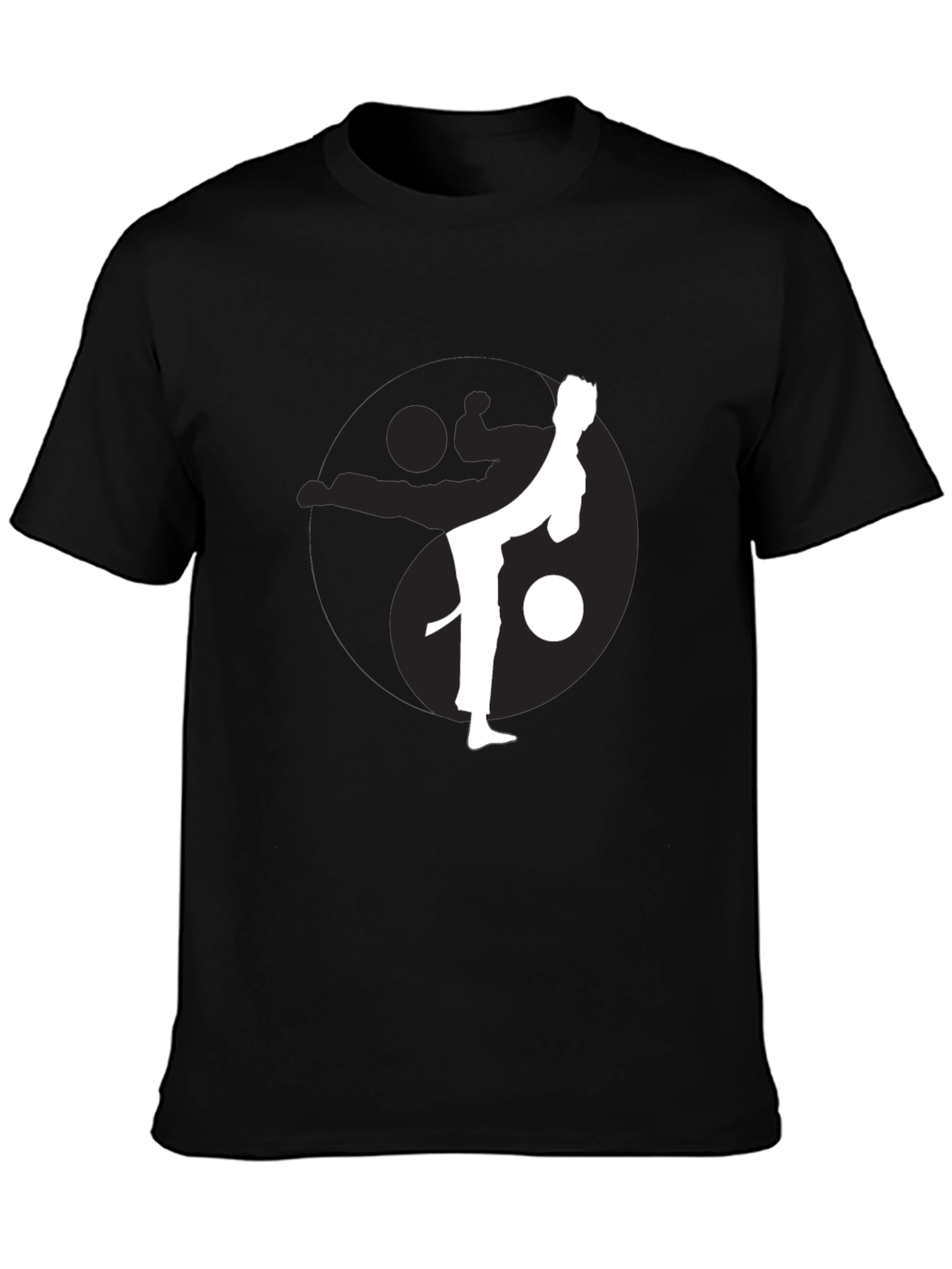Black Martial Arts Yin Yang Graphic Tee view 3