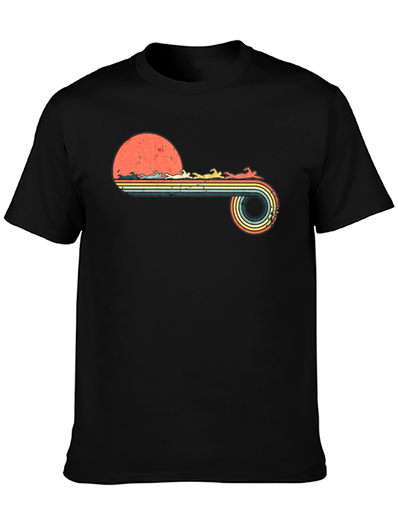 Black Retro Swimmer T-Shirt - Vintage Style Tee view 3