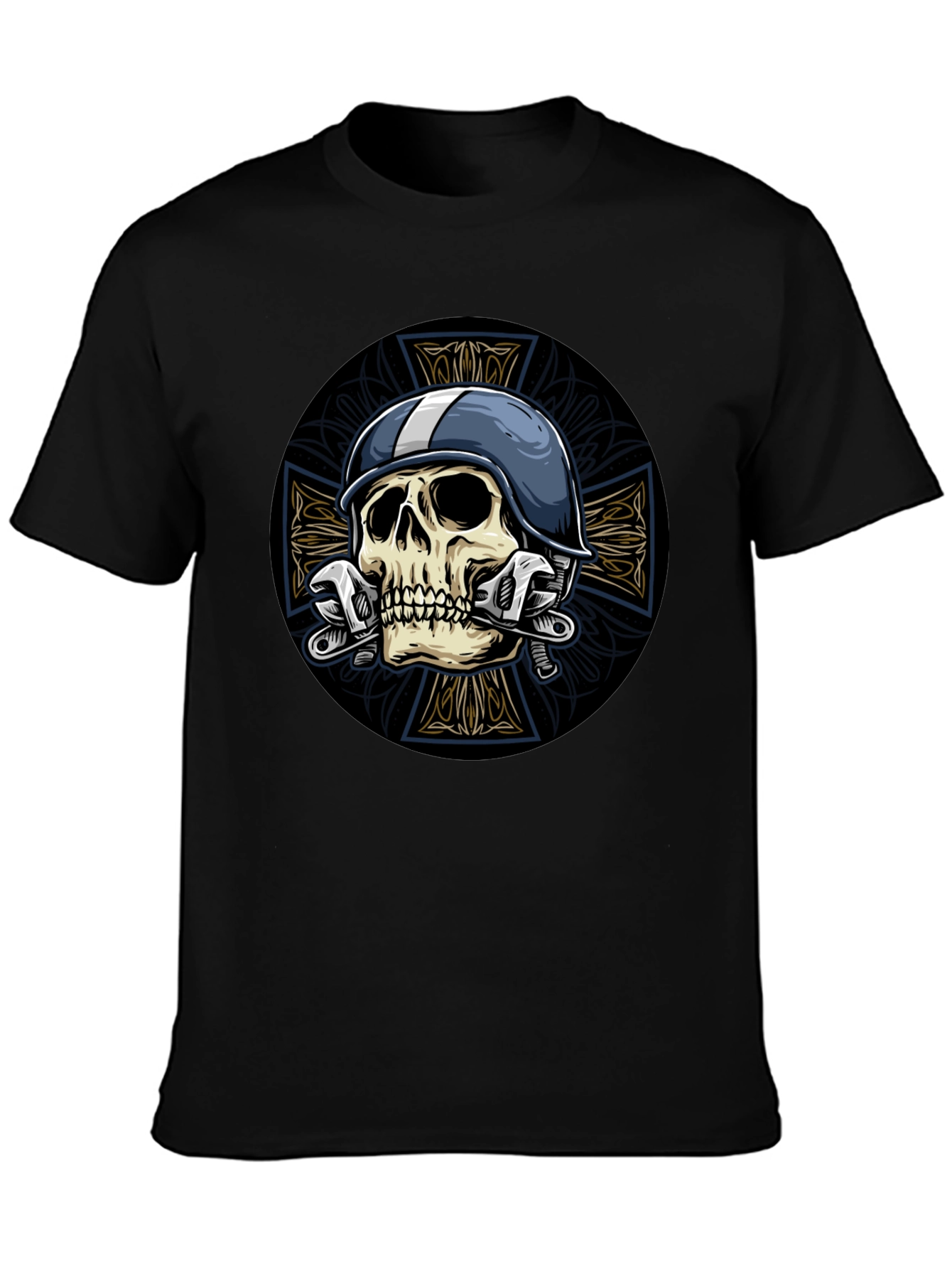 Black Skull & Wrench Graphic Tee view 3