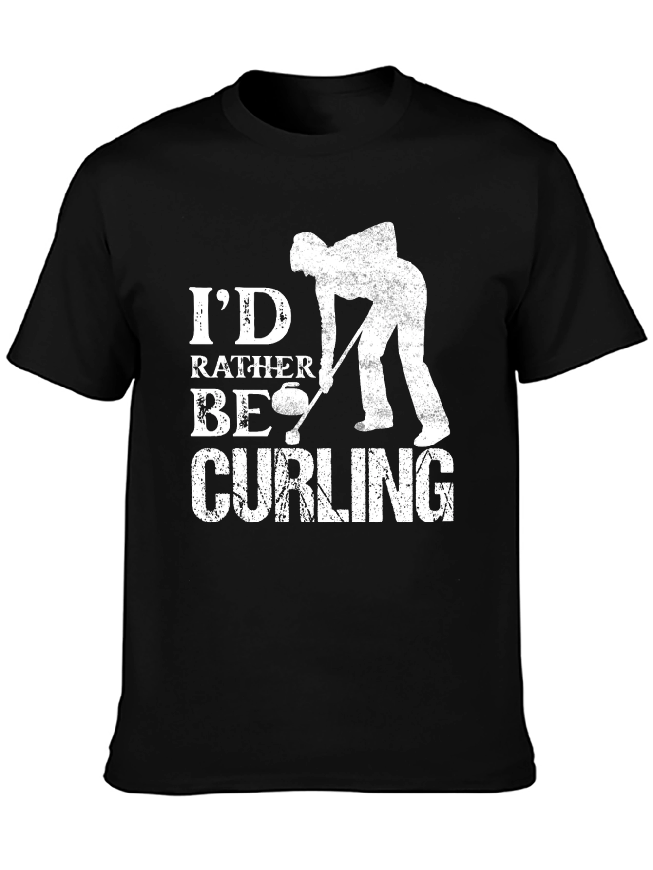 Black I'd Rather Be Curling T-Shirt view 3