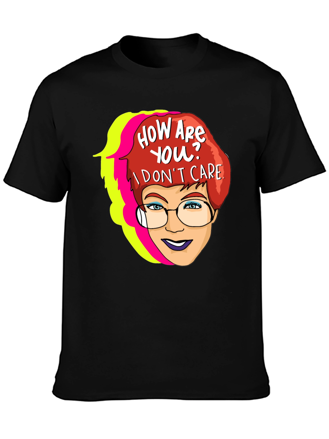 Black Sarcastic Cartoon Graphic T-Shirt view 3